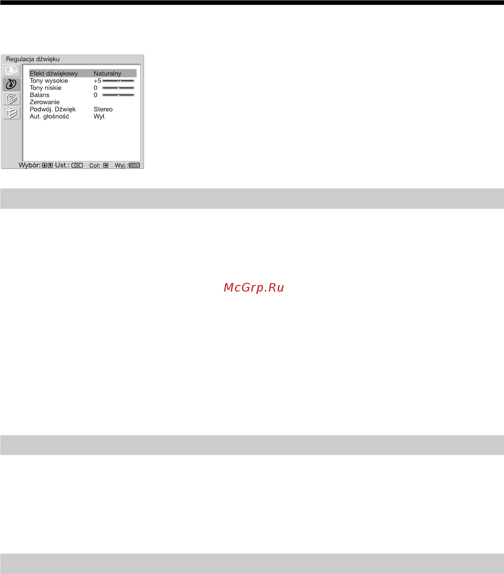 Sony KLV-15 SR3/E [166/180] Menu regulacja dźwięku