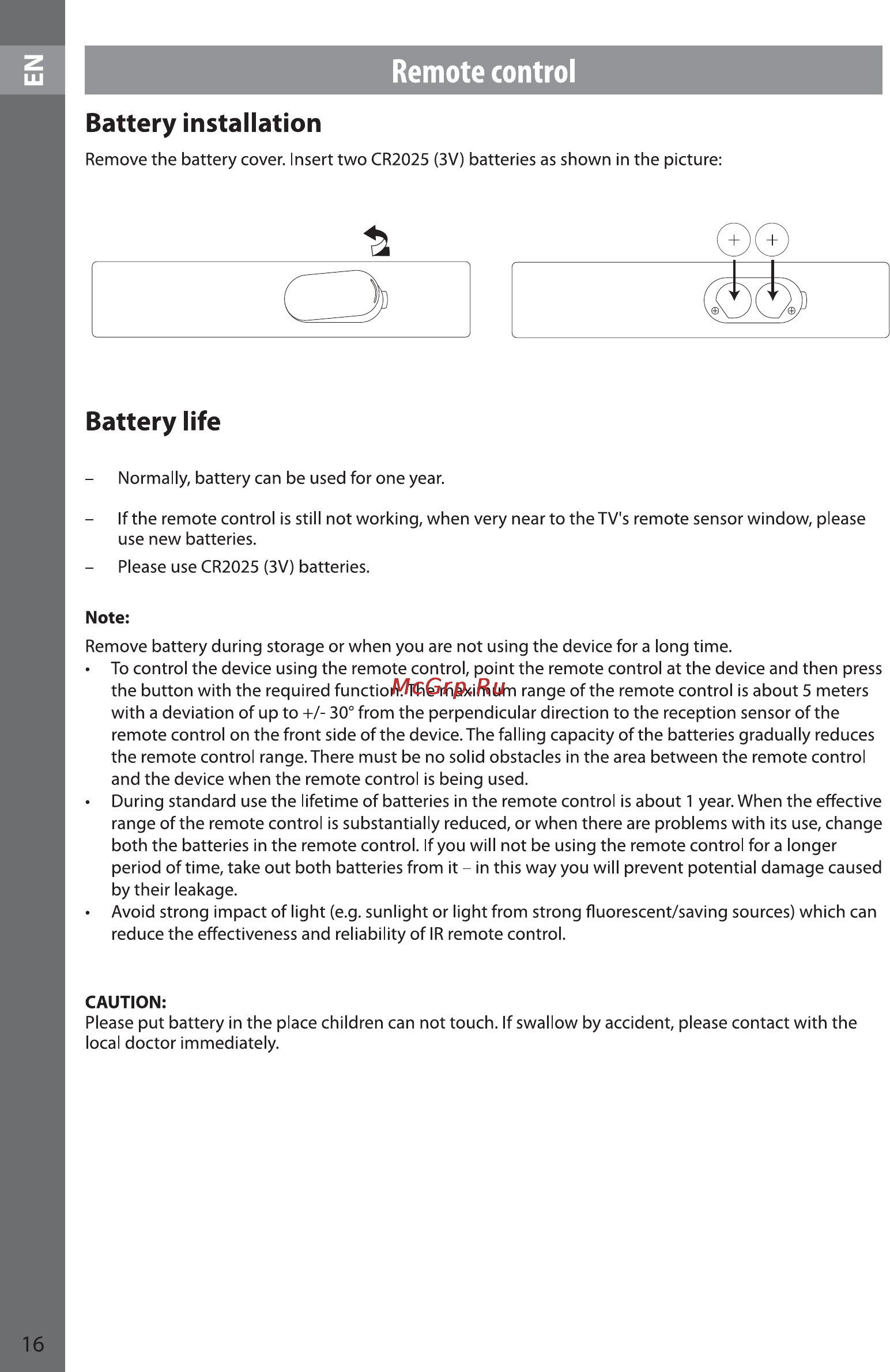 Sencor SLE 22F46DM4 [16/56] Battery installation