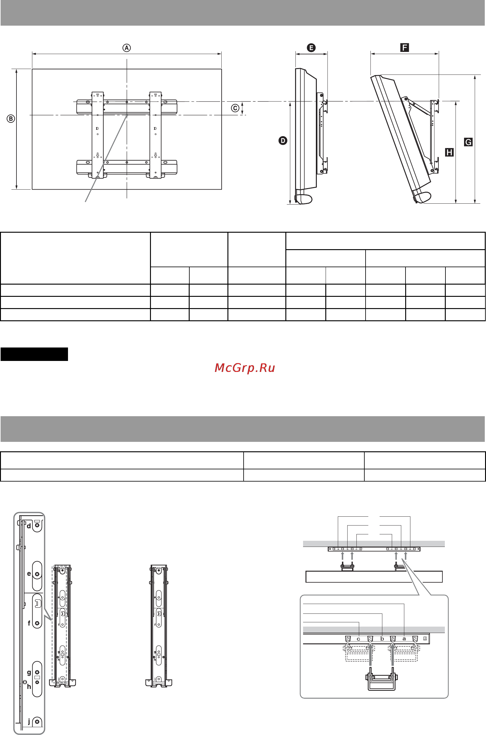 Sony BRAVIA KDL-46Z4500 [116/195] Schemat tabela rozmieszczenia śrub i haków