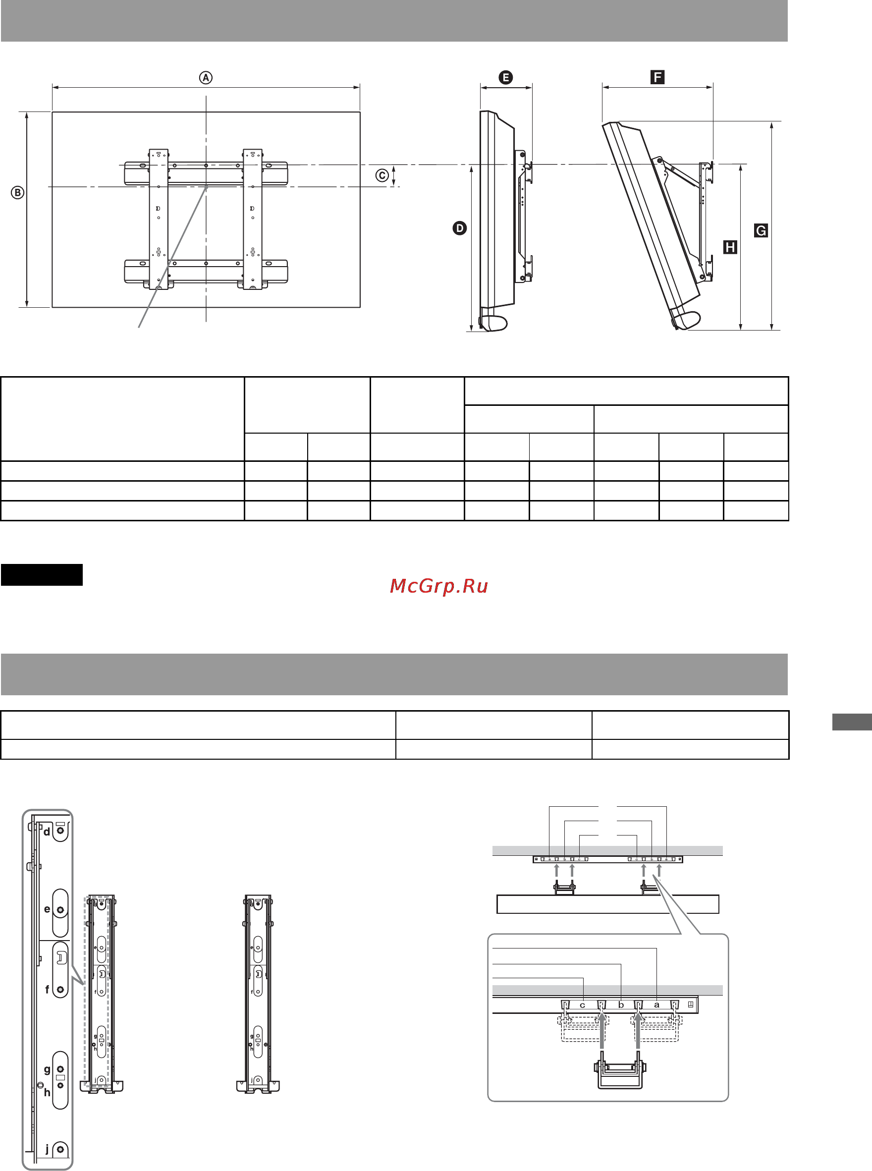 Sony BRAVIA KDL-52Z4500 [53/195] Screw and hook locations diagram table
