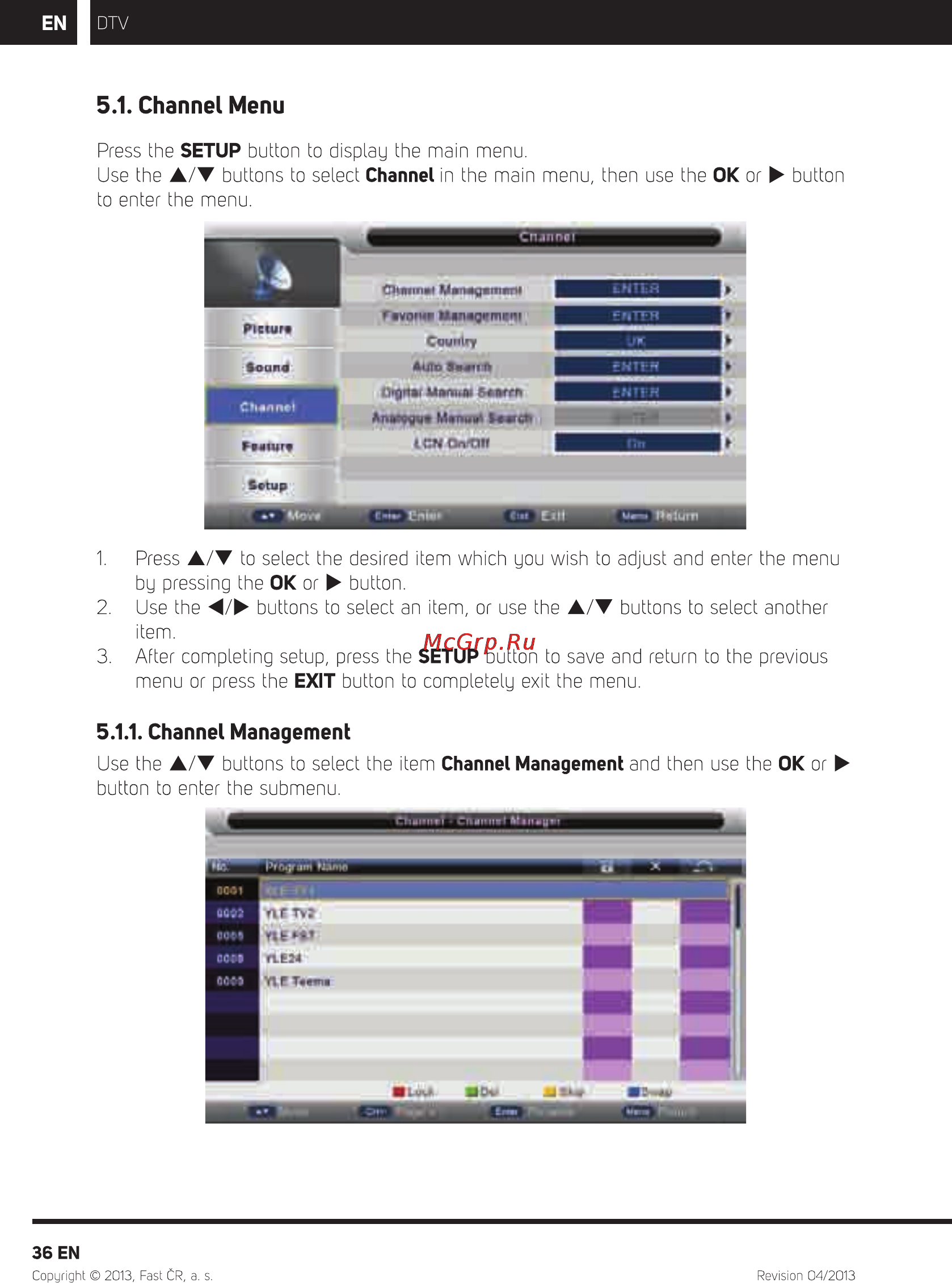Sencor SLE 1956M4 WHITE [38/68] Channel menu
