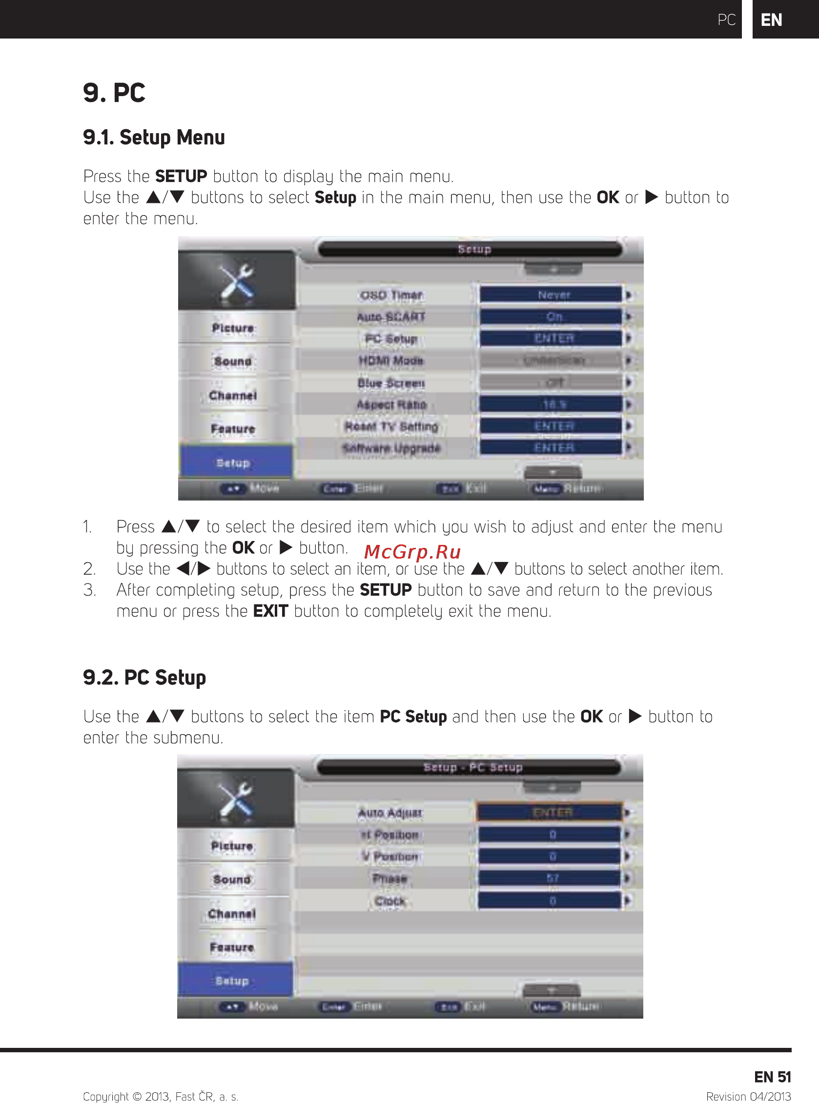 Sencor SLE 1956M4 WHITE [53/68] Setup menu
