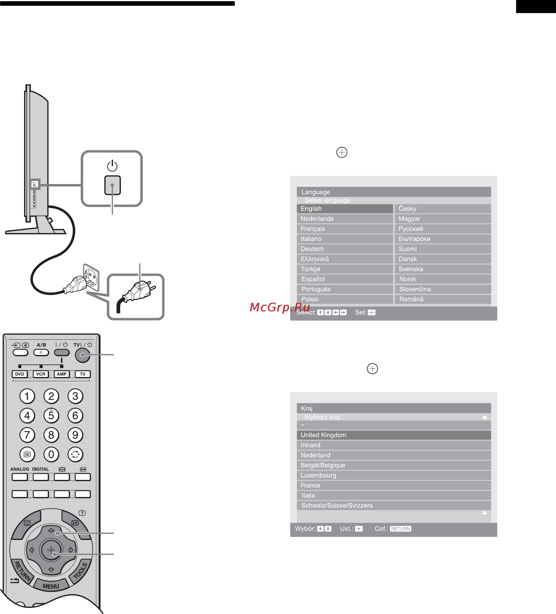 Sony BRAVIA KDL-40X2000 [109/160] Wybieranie języka i kraju regionu