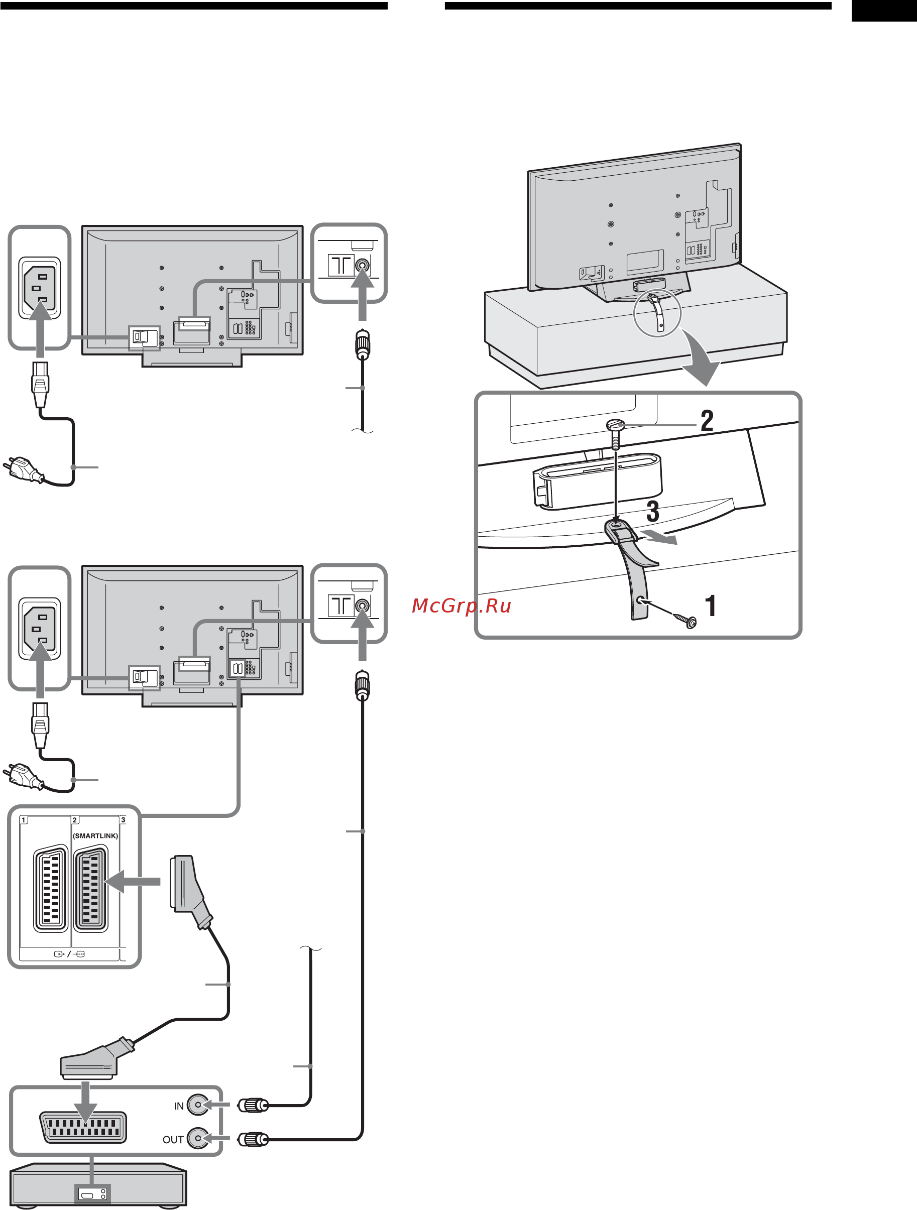 Sony BRAVIA KDL-40X3000 [107/164] Подсоединение антенны кабеля видеомагнитофона