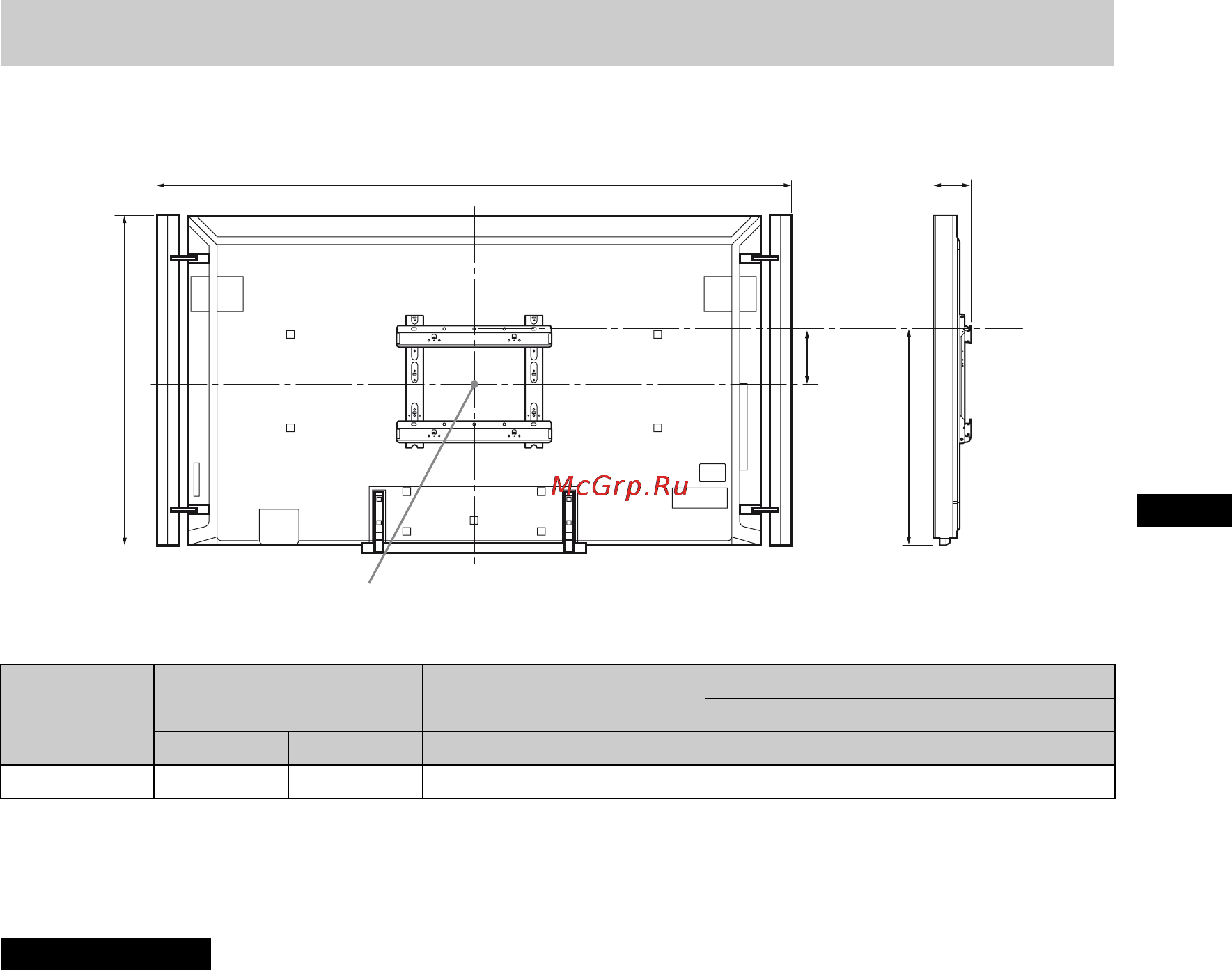 Sony BRAVIA KD-84X9005 [141/784] Tabel met installatie afmetingen