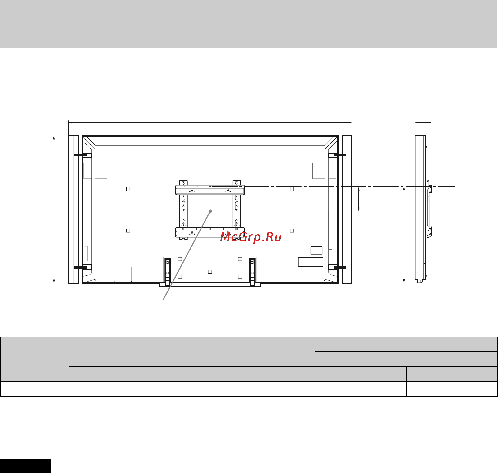 Sony BRAVIA KD-84X9005 [574/784] Tabelul cu dimensiunile recomandate la montarea televizorului