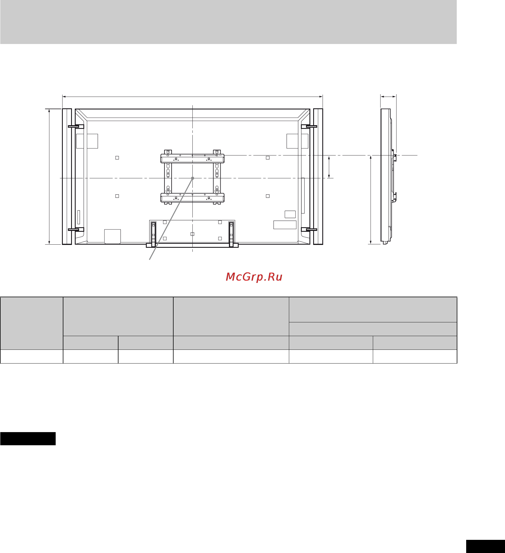 Sony BRAVIA KD-84X9005 [611/784] Таблица на размерите имащи отношение към монтажа на телевизора
