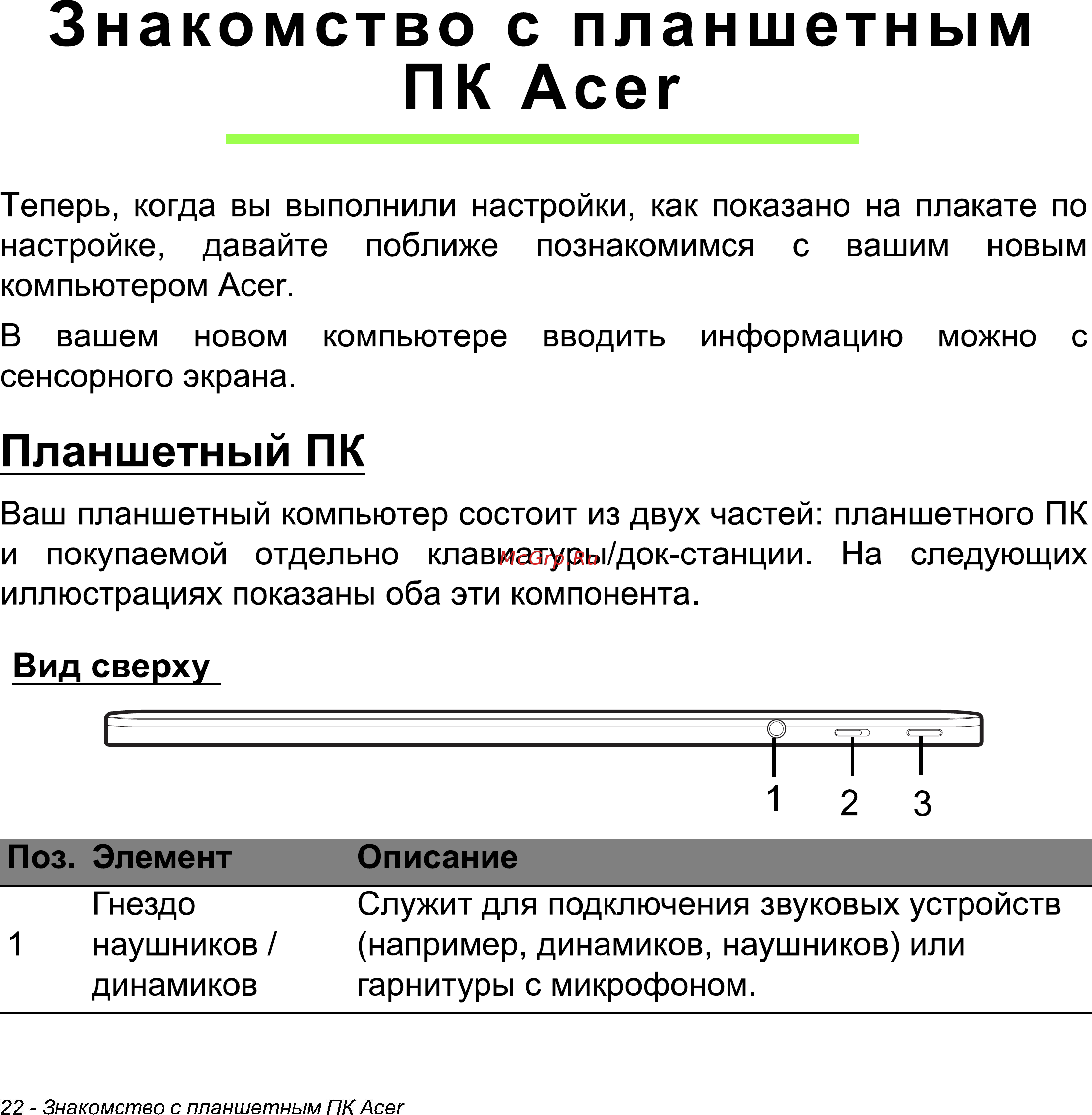Acer Iconia W511 32Gb 3G Dock (NT.L0NER.005) [22/104] Знакомство с планшетным