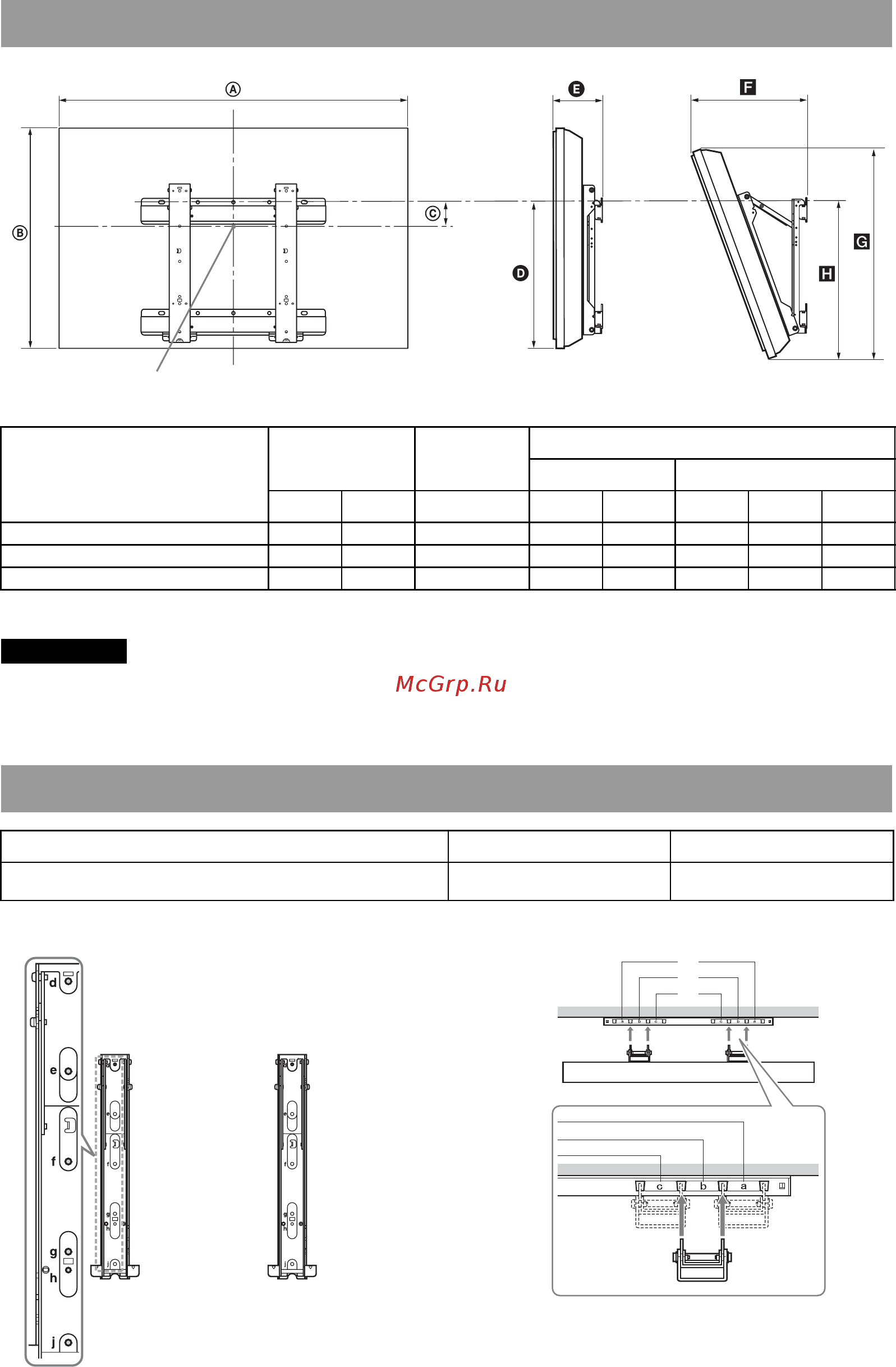Sony BRAVIA KDL-40W4710 [106/179] Schemat tabela rozmieszczenia śrub i haków