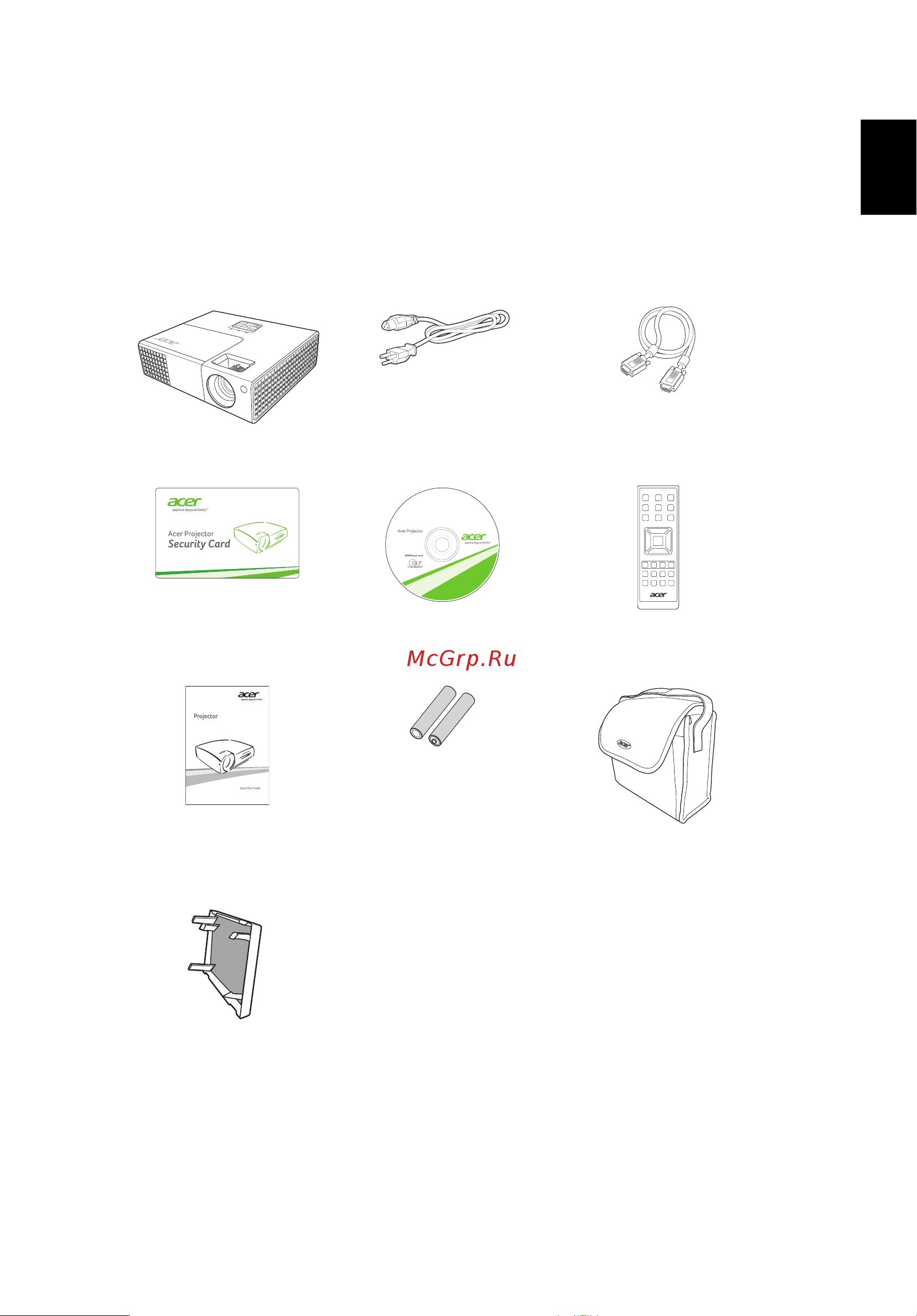 Acer P1500 [13/71] Комплектация