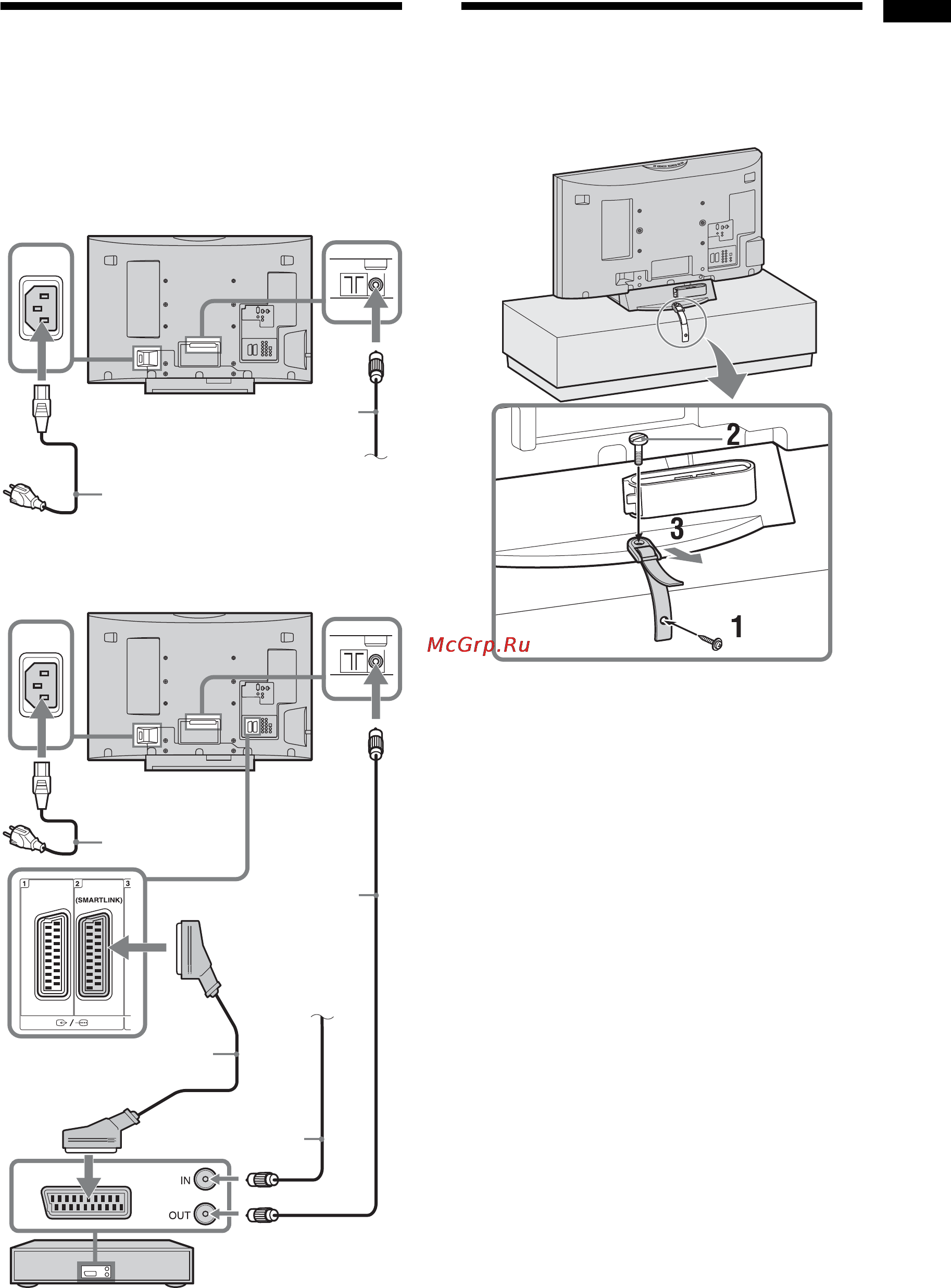 Sony BRAVIA KDL-40W3000 [105/156] Подсоединение антенны кабеля видеомагнитофона