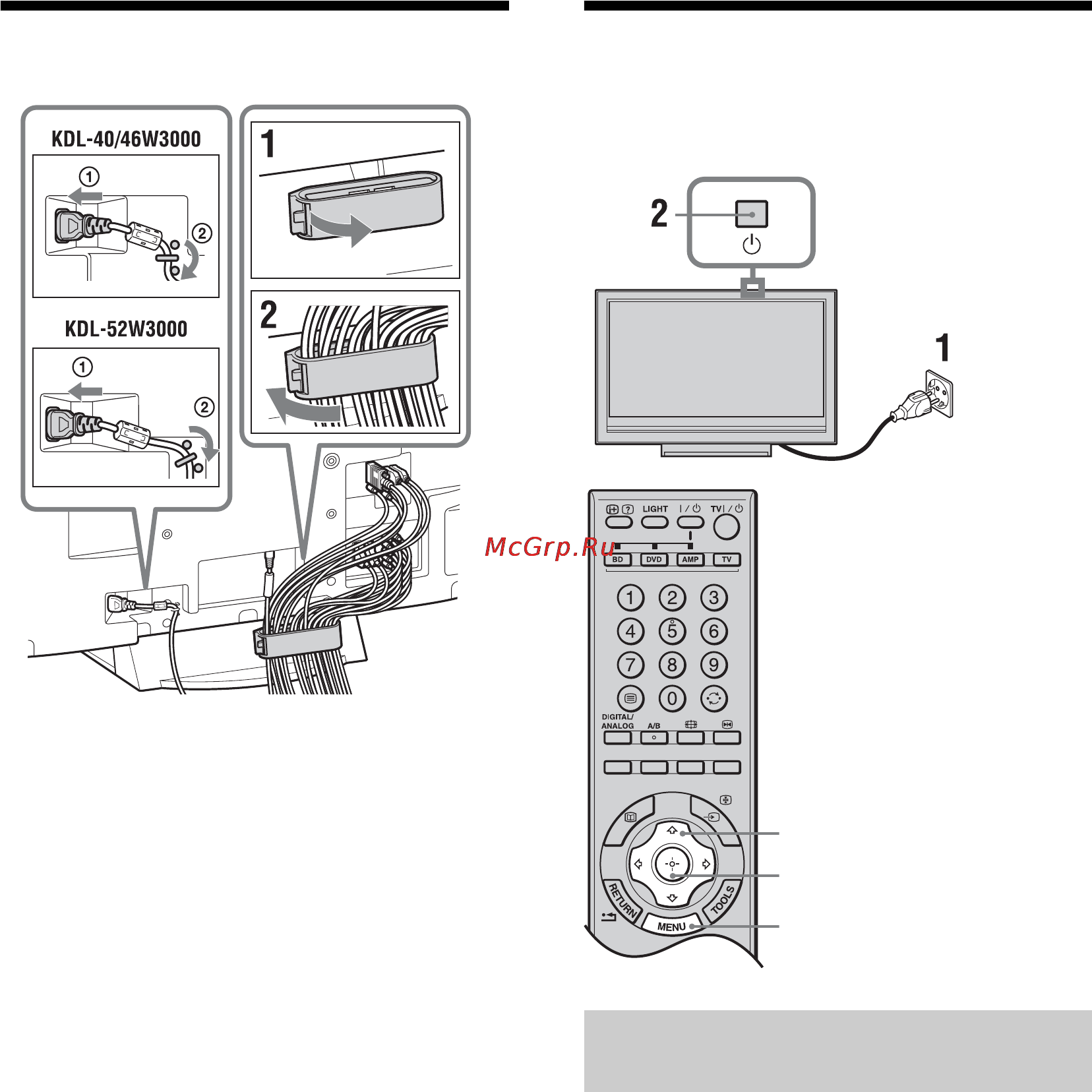 Sony BRAVIA KDL-46W3000 [6/156] Bundling the cables