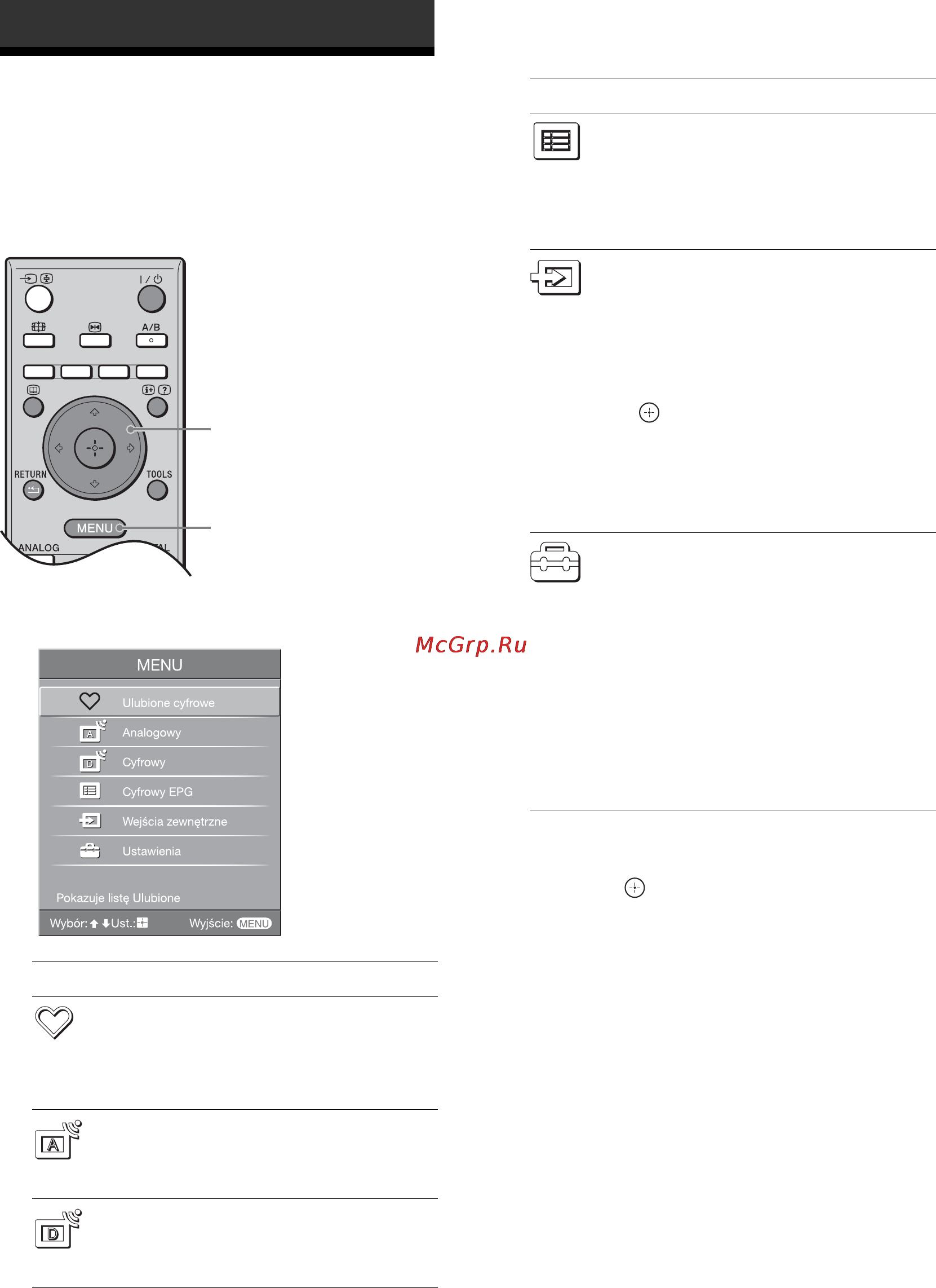 Sony BRAVIA KDL-40W2000 [208/236] Nacisnąć menu aby wyświetlić menu