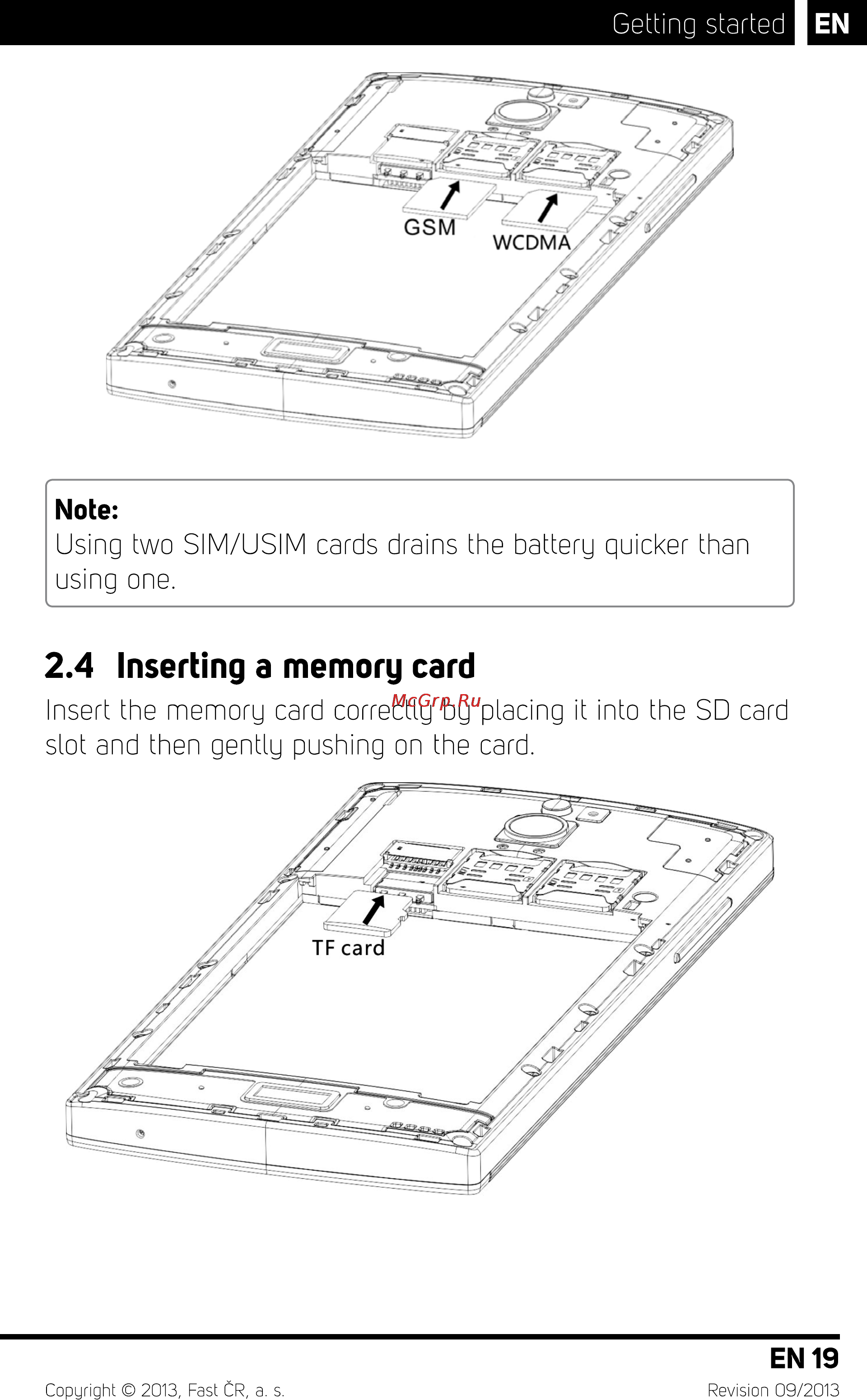 Sencor Element P500 White [21/48] Inserting a memory card