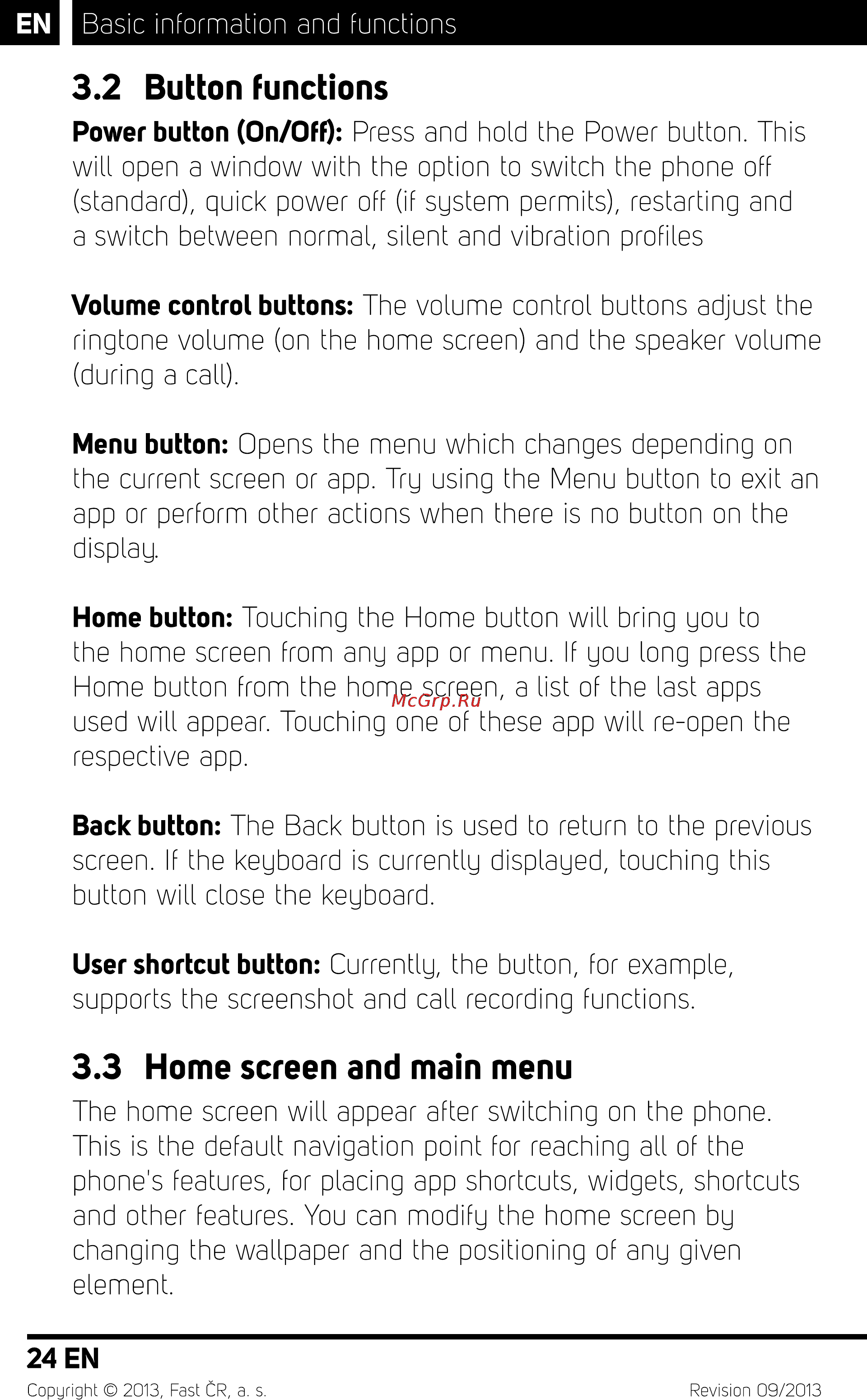 Sencor Element P500 White [26/48] Button functions
