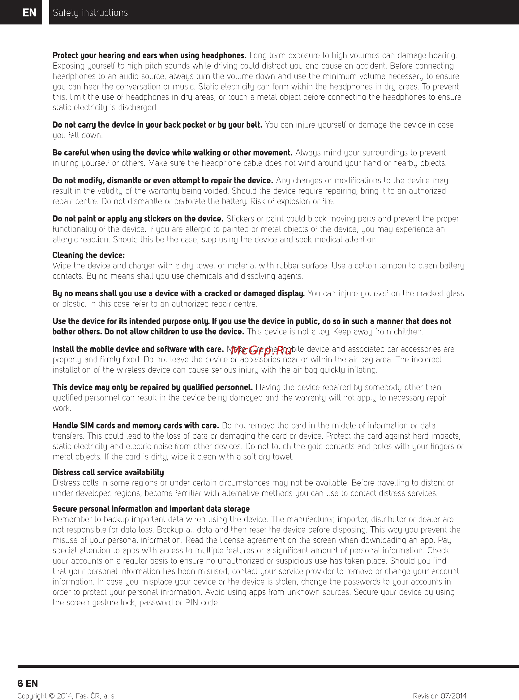 Sencor Element P401 White [7/32] En b safety instructions