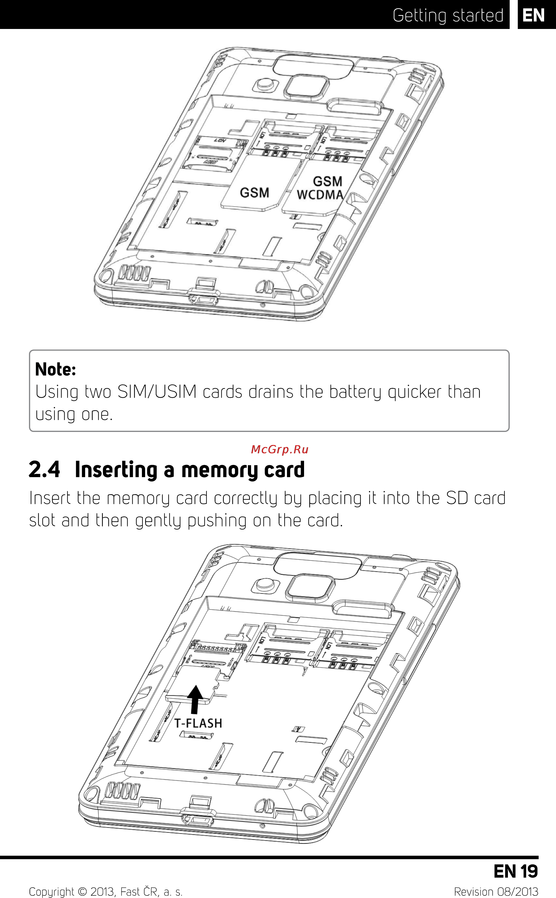 Sencor Element P400 White [21/48] Inserting a memory card