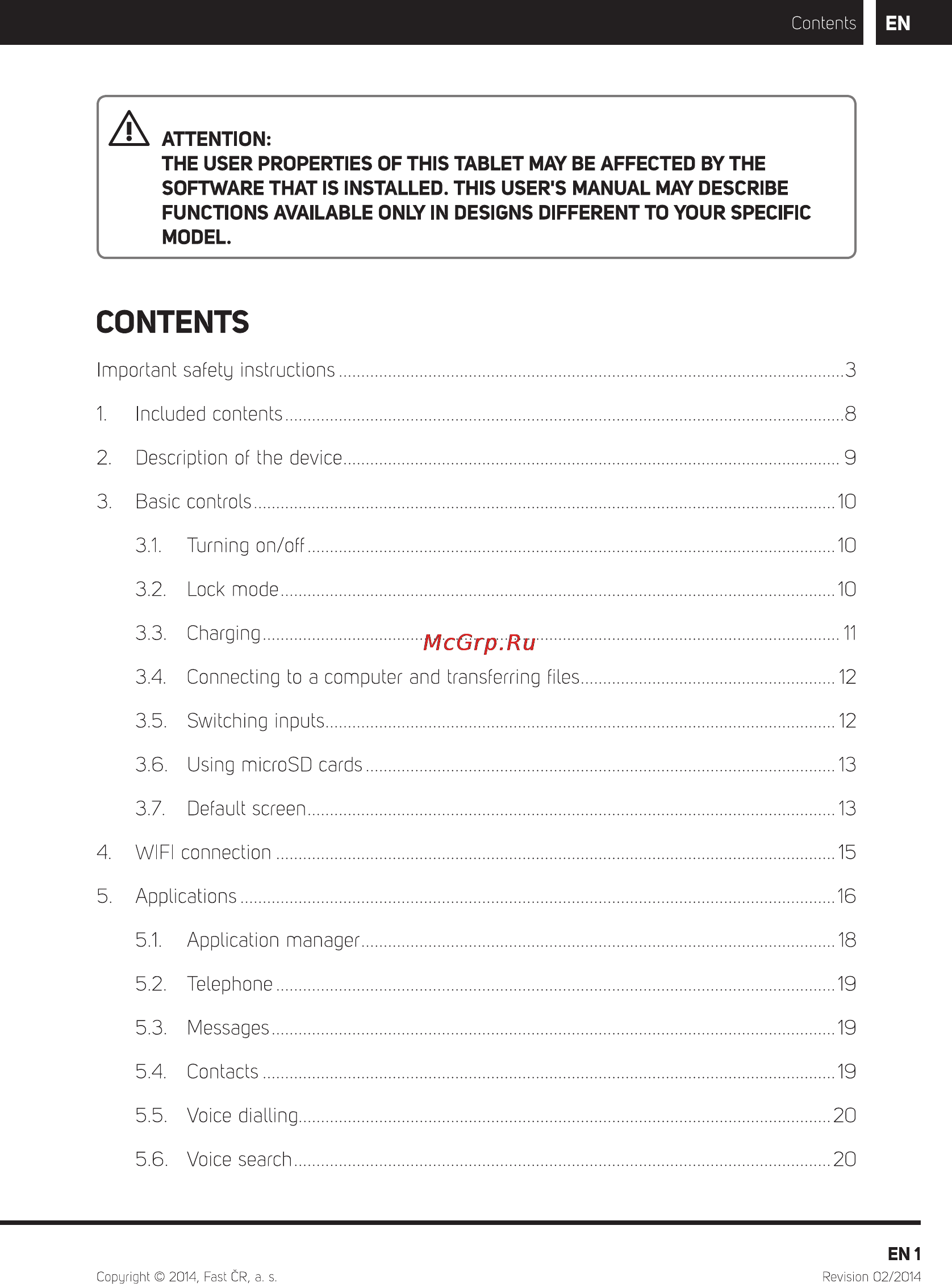 Sencor ELEMENT 10.1Q202 [3/36] Contents