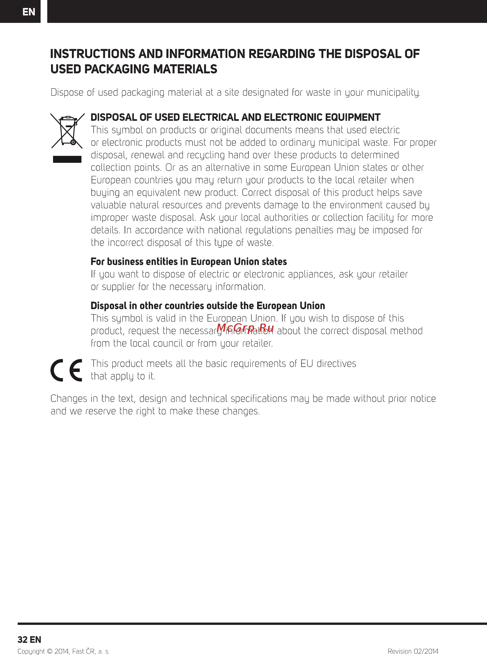 Sencor ELEMENT 10.1Q202 [34/36] Instructions and information regarding the disposal of used packaging materials