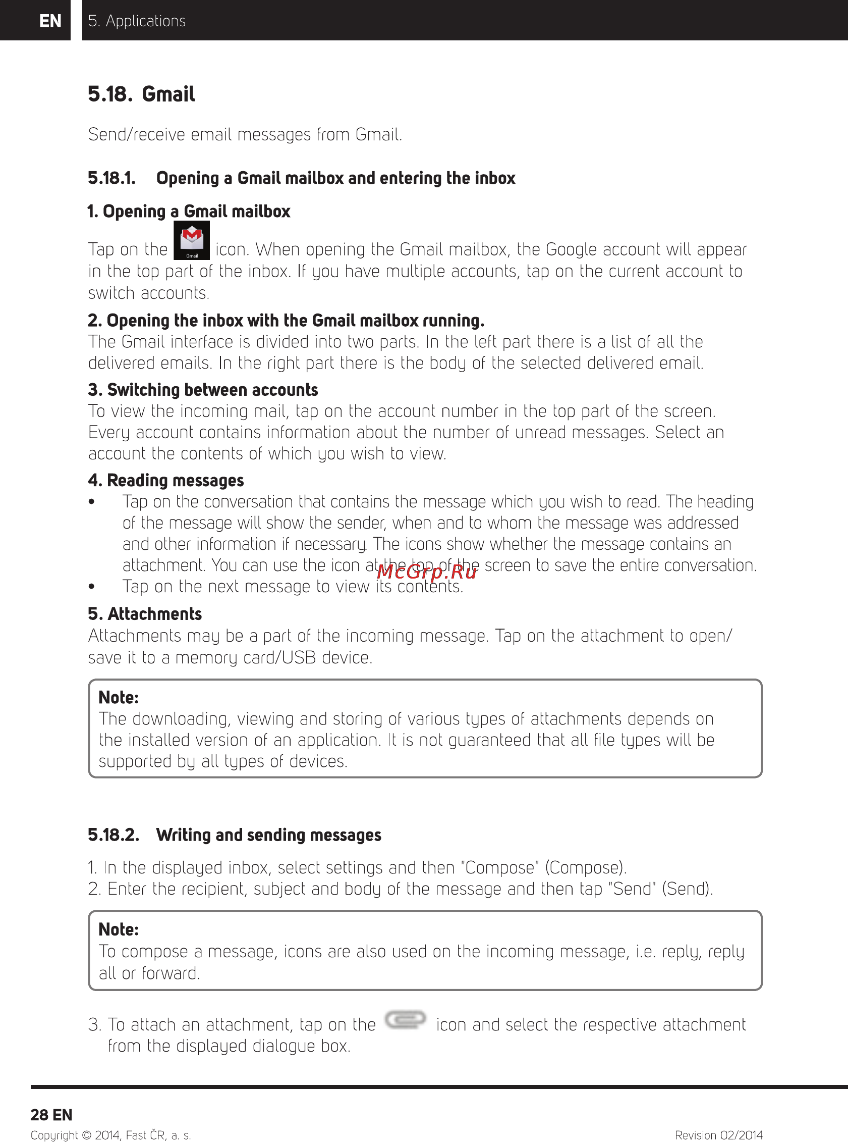 Sencor ELEMENT 10.1D103 [30/36] Opening a gmail mailbox