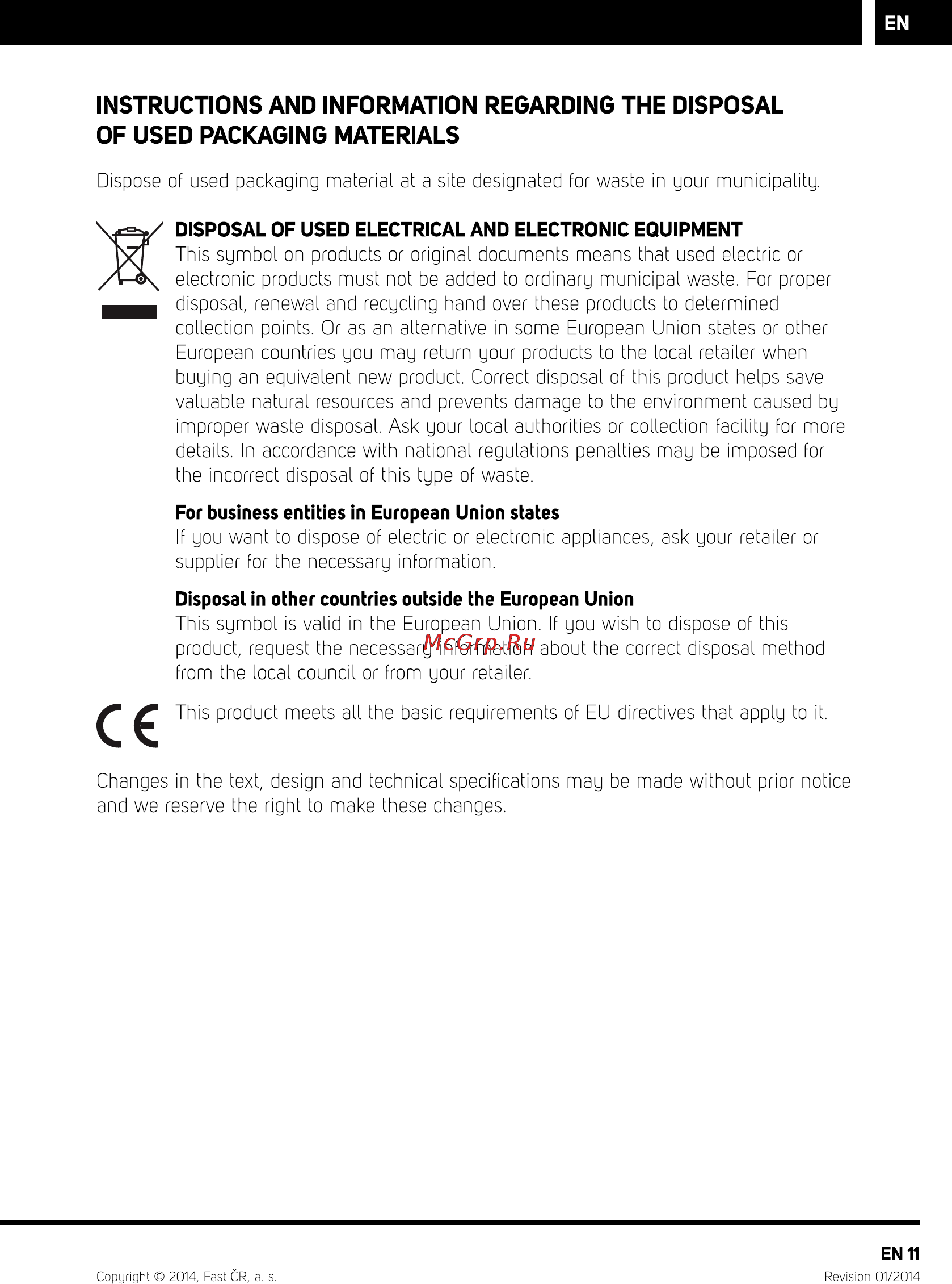 Sencor ELEMENT 10.1D102 [13/14] Instructions and information regarding the disposal of used packaging materials