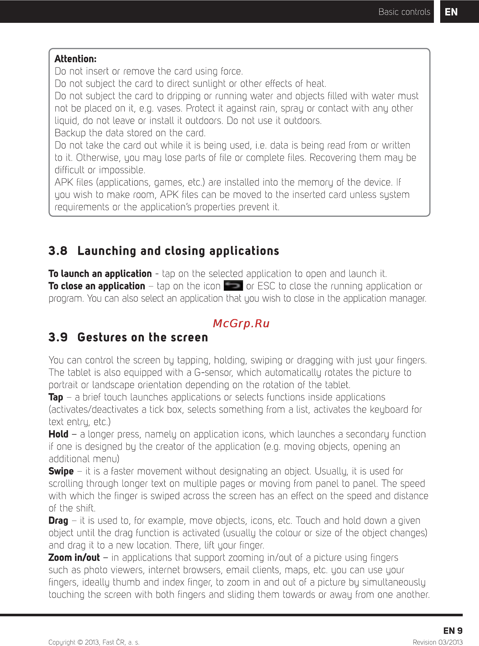 Sencor ELEMENT 7 V3 [11/16] Launching and closing applications