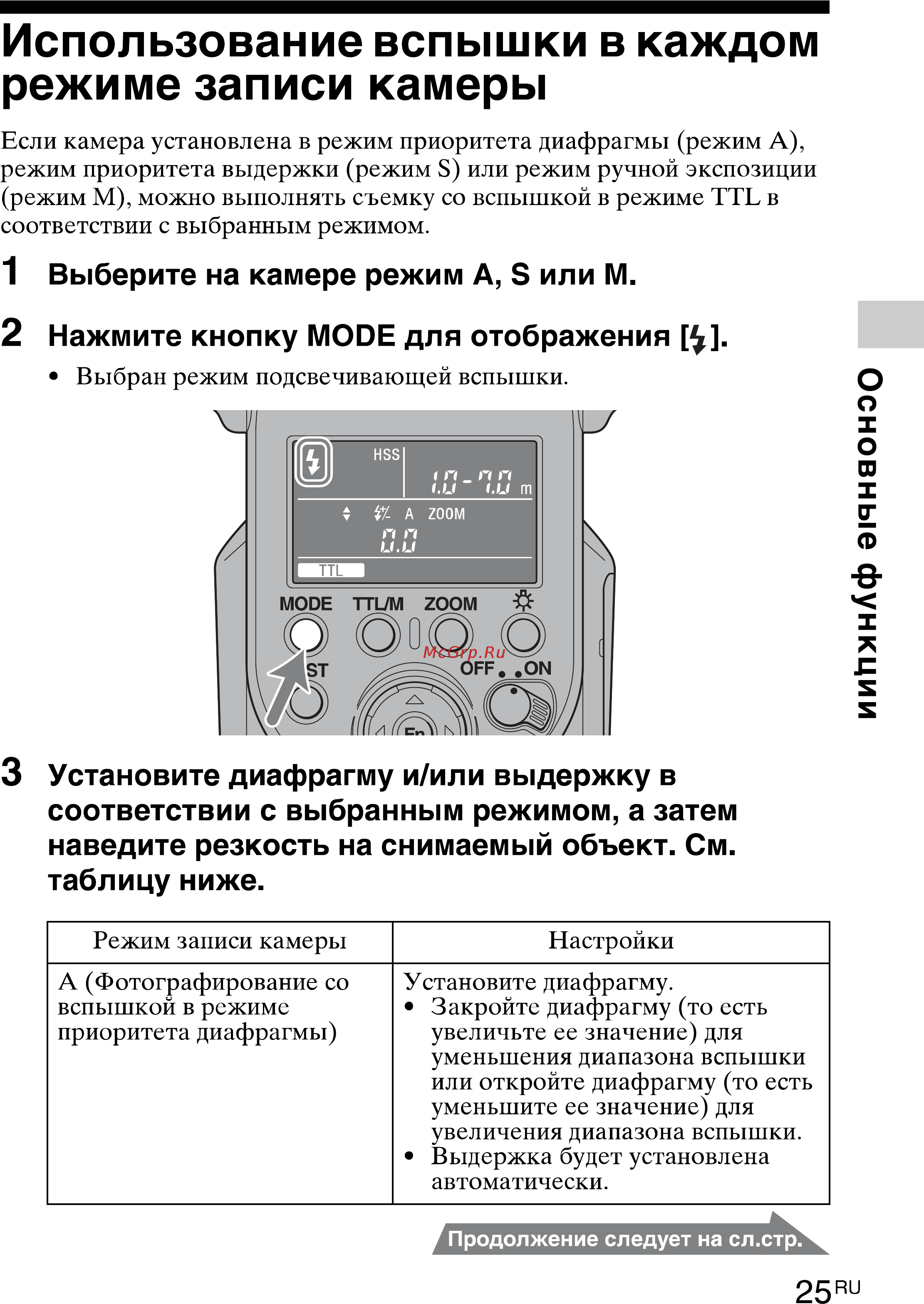 Sony HVL-F43M [25/80] Использование вспышки в каждом режиме записи камеры