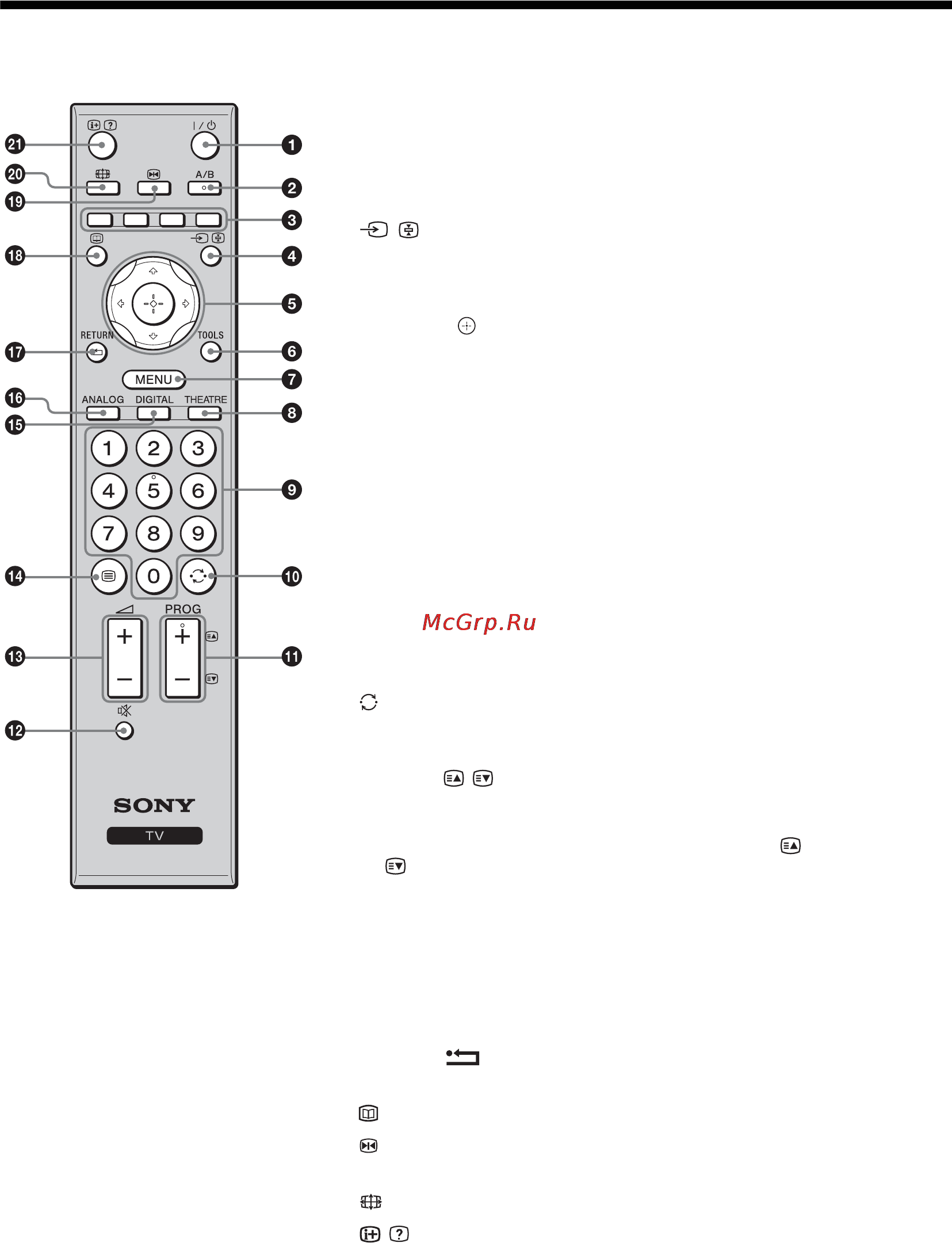 Sony BRAVIA KDL-46V3000 [135/300] Översikt över fjärrkontrollen