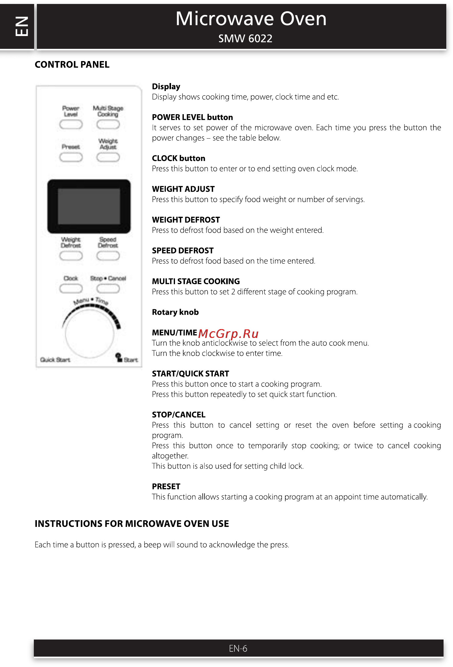 Sencor SMW 6022 [6/10] Microwave oven