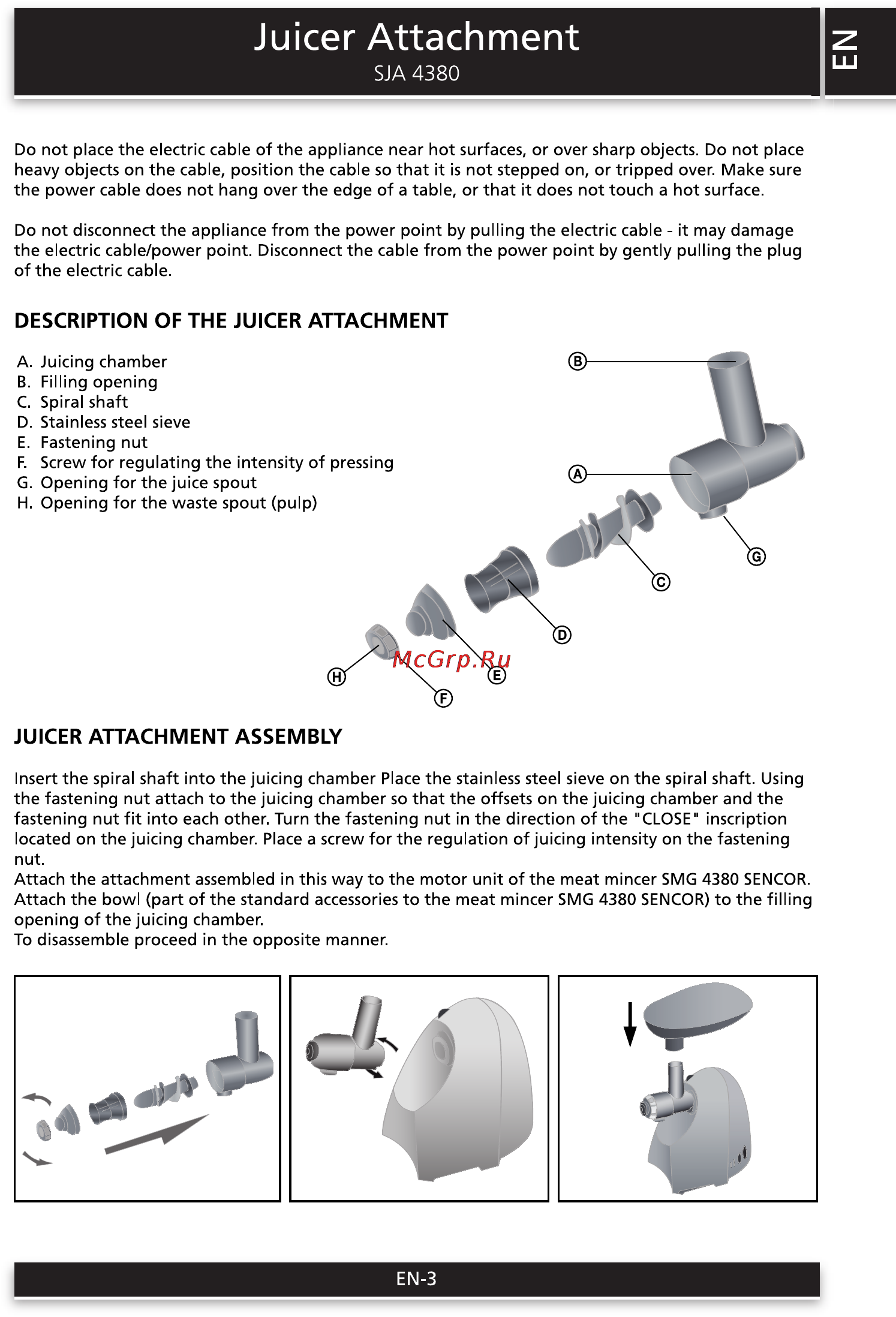 Sencor SJA 4380 [3/5] Juicer attachment