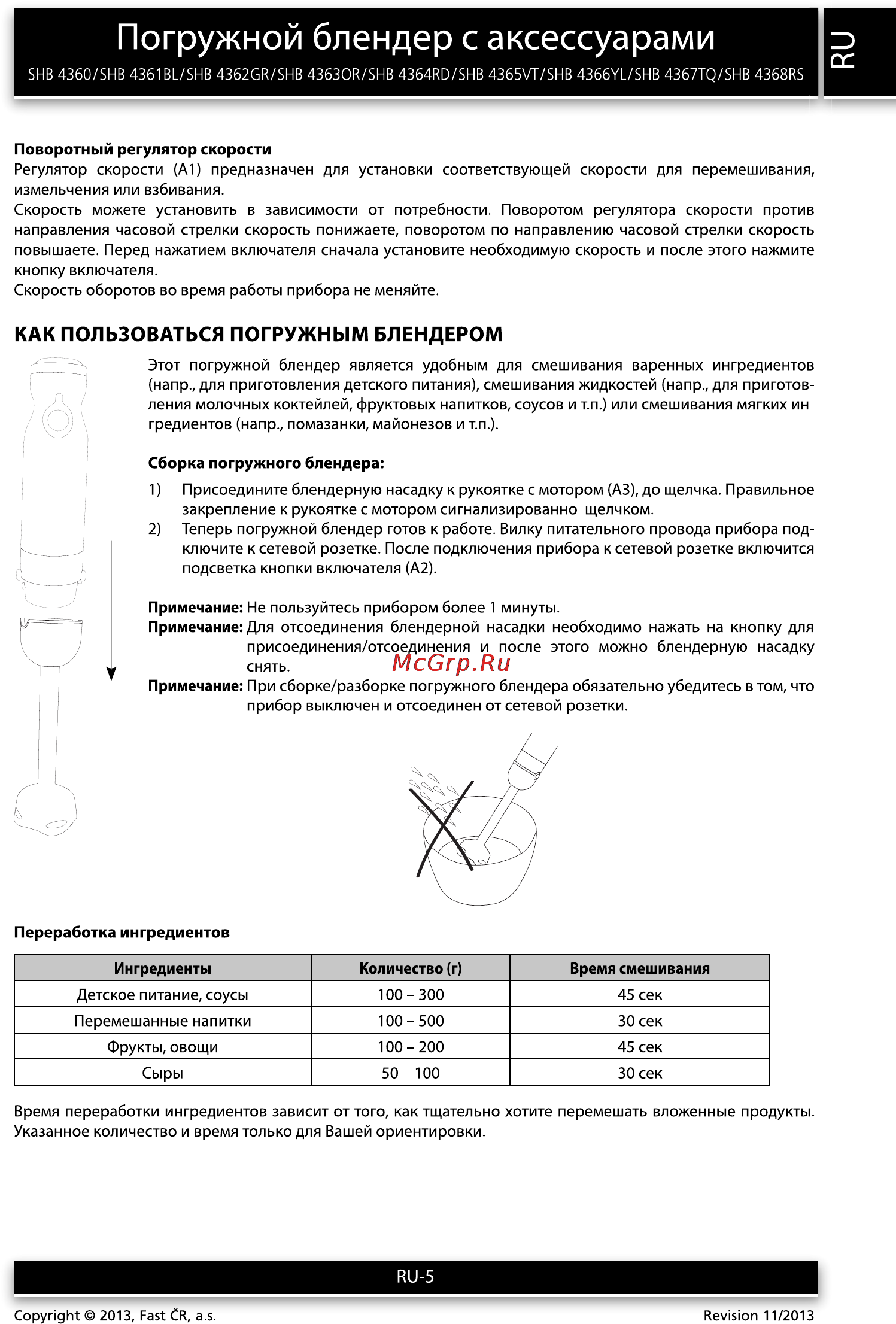 Sencor SHB 4366YL [5/10] Погружной блендер с аксессуарами