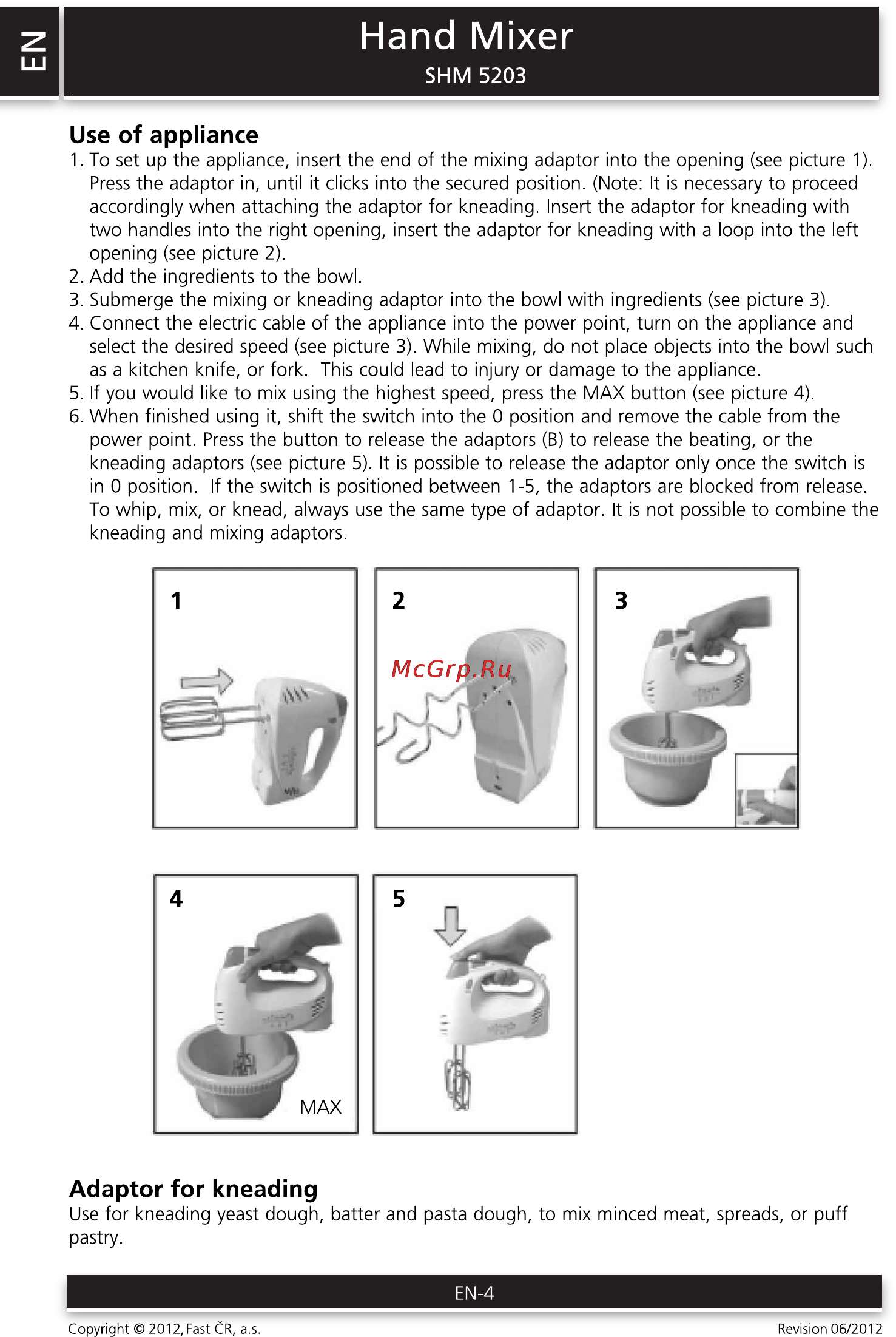 Sencor SHM 5203 [4/8] Hand mixer