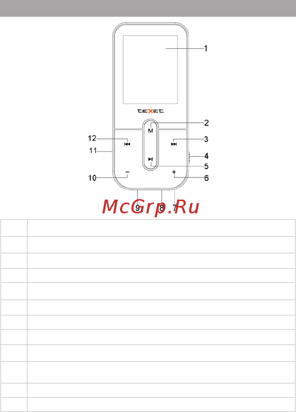 Texet T-50 4Gb Red [5/66] Общий вид плеера