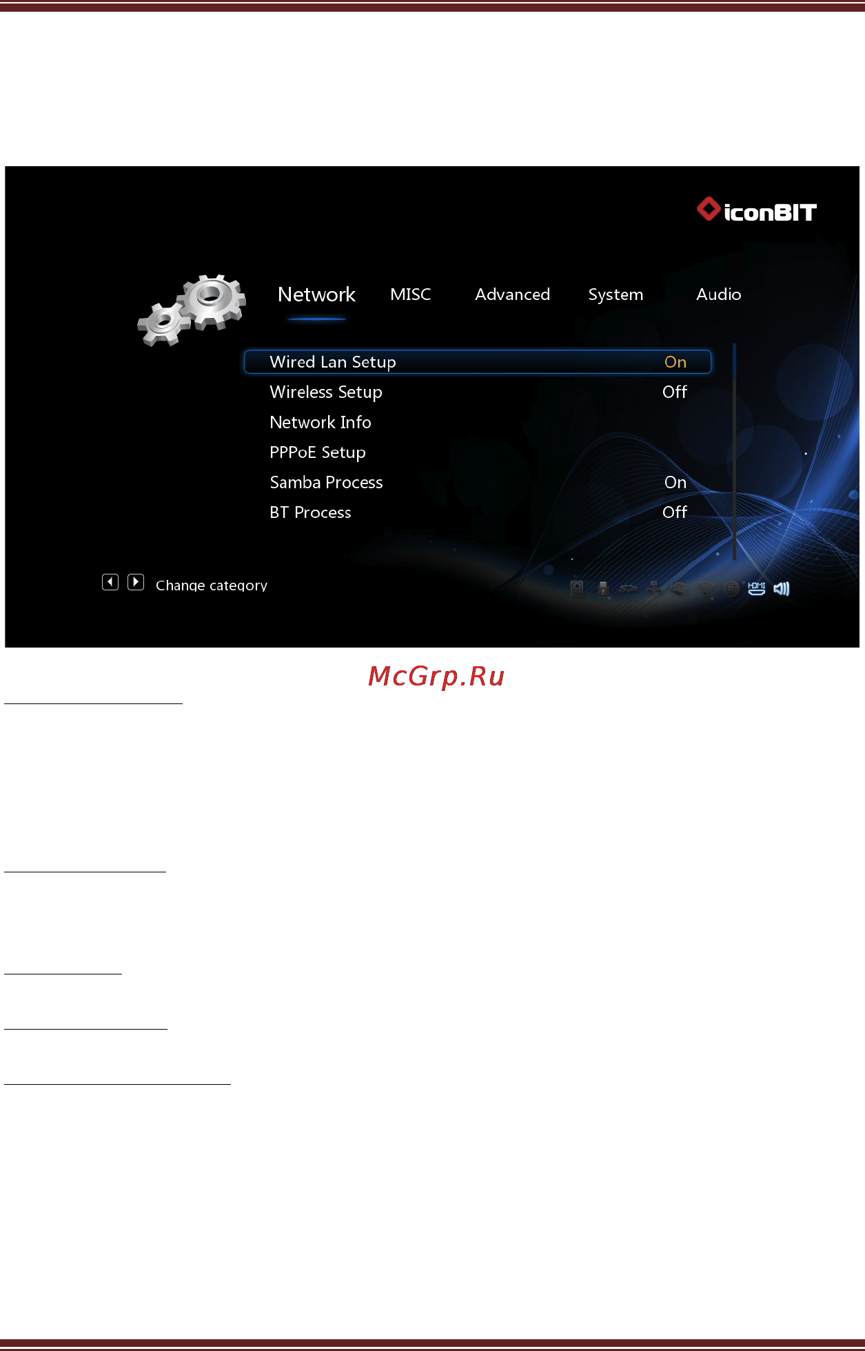 Iconbit XDS4403D [17/81] Changing network settings