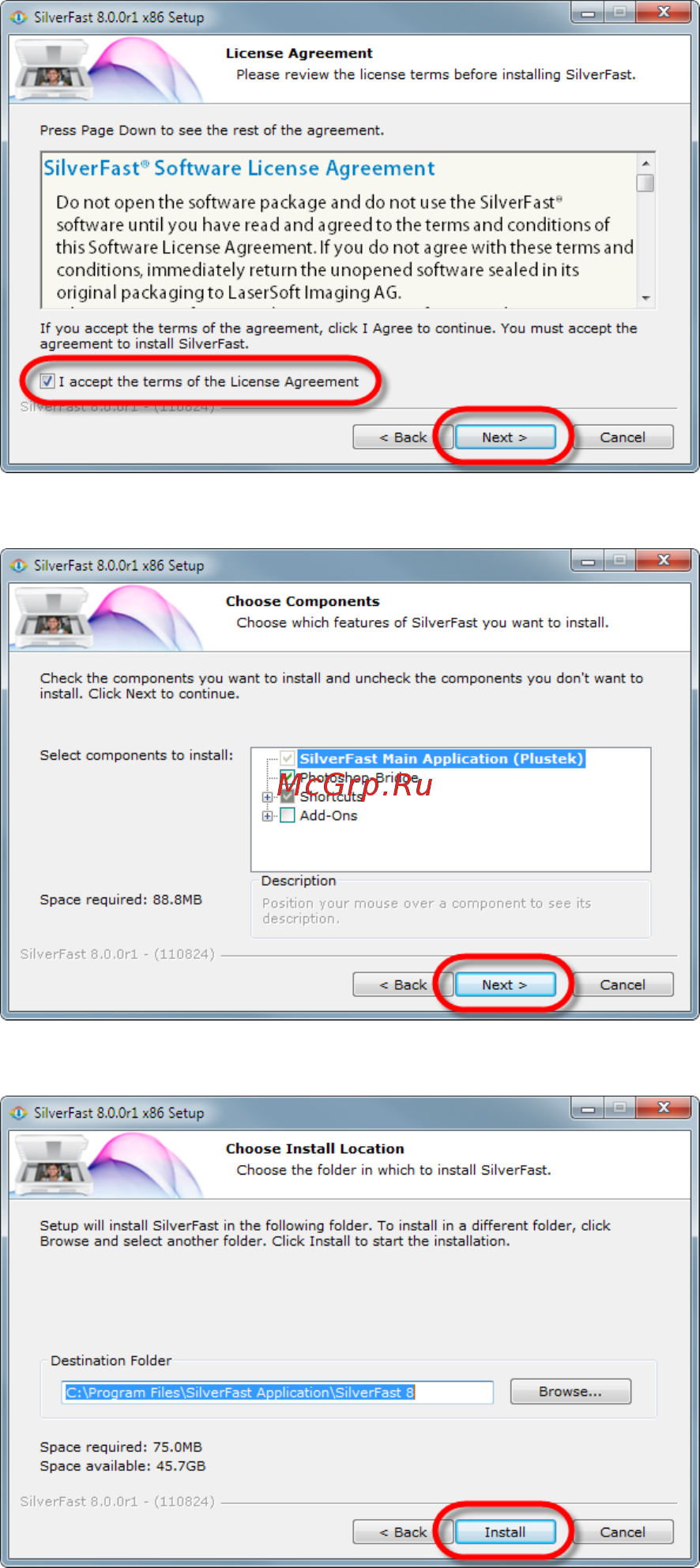 Plustek OpticFilm 8200i SE [20/46] Установка программного обеспечения silverfast для windows