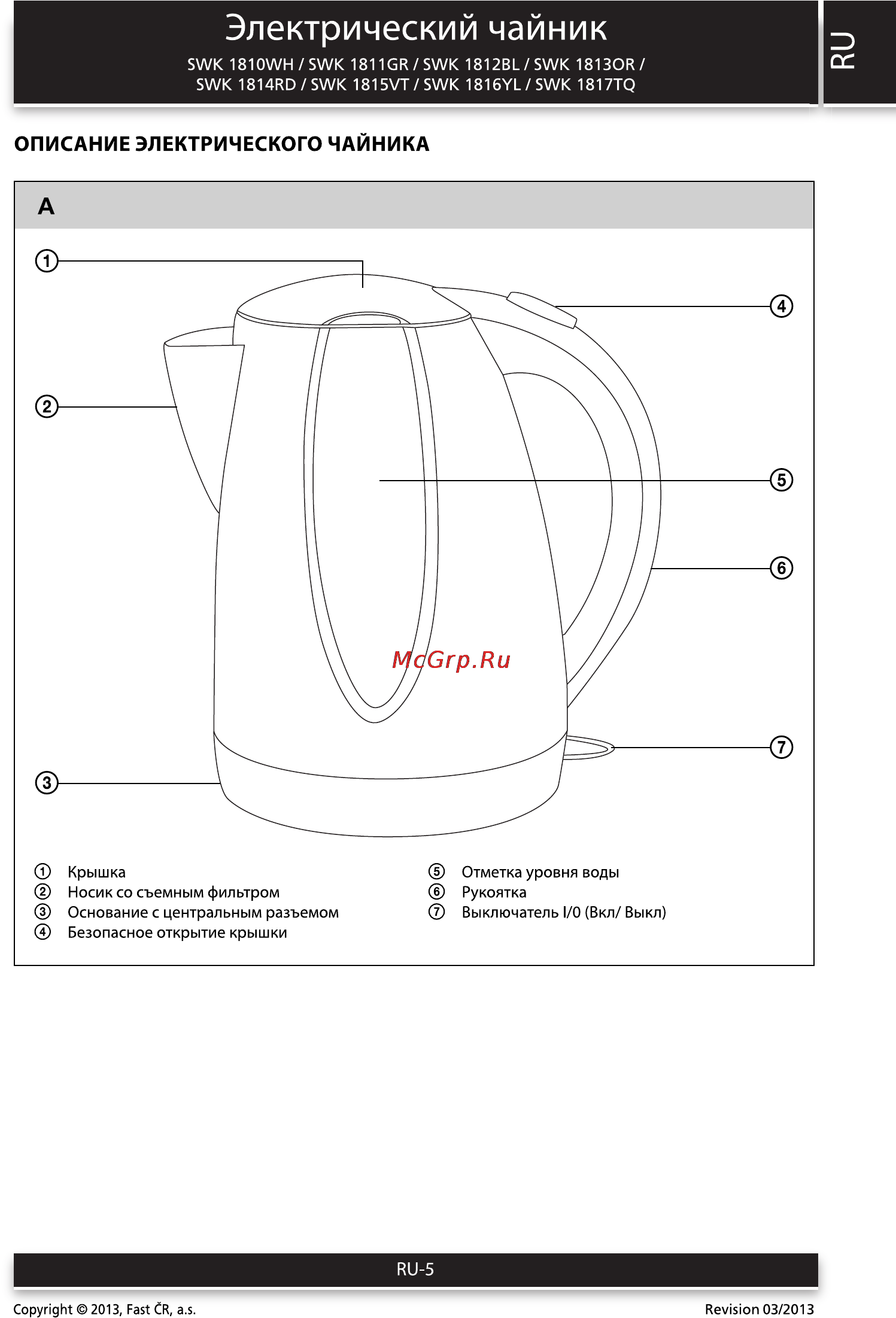 Sencor SWK 1814RD [5/8] Электрический чайник
