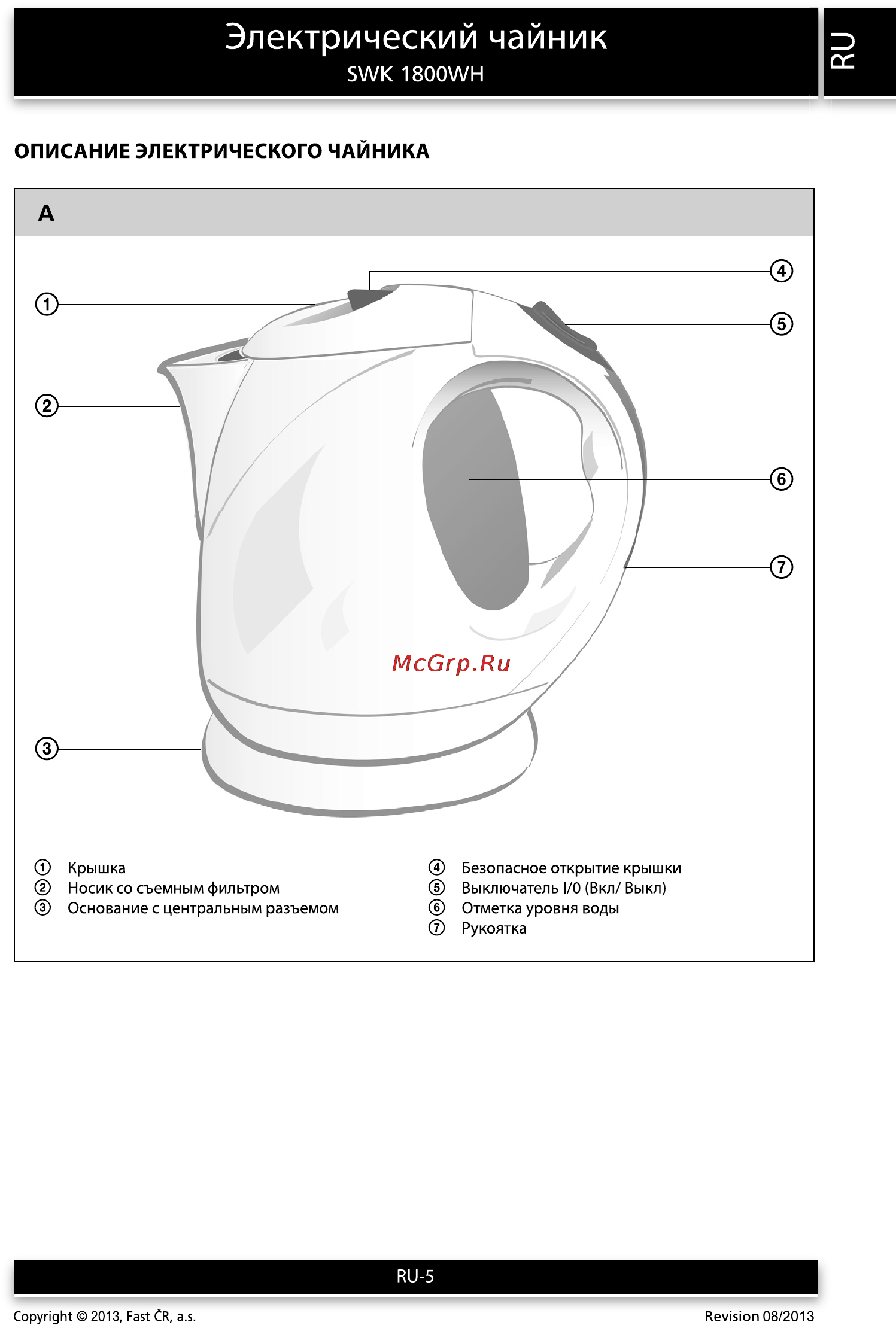 Sencor SWK 1800WH [5/8] Электрический чайник