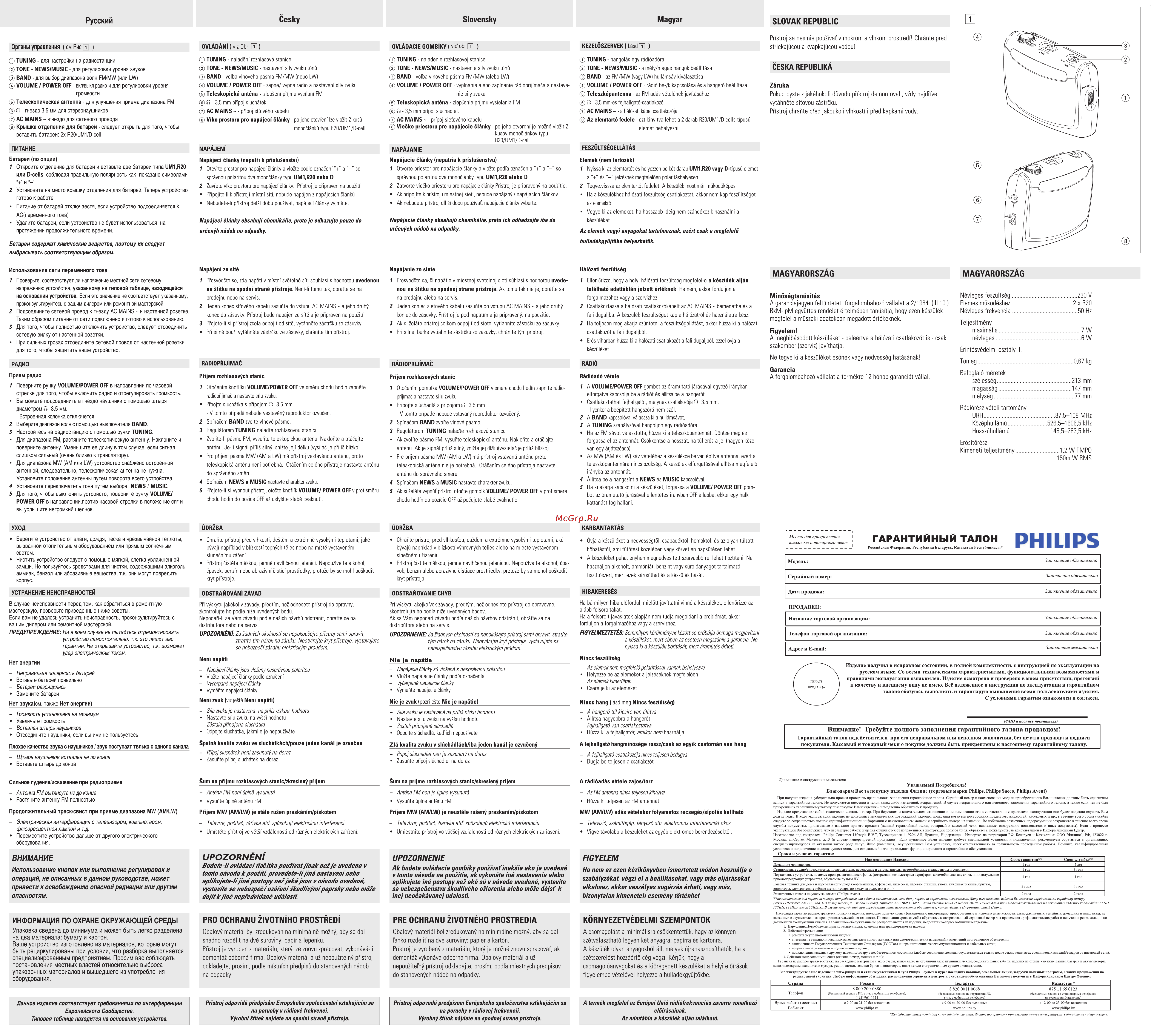 Philips AE2160 Инструкция по эксплуатации онлайн [2/2] 87897