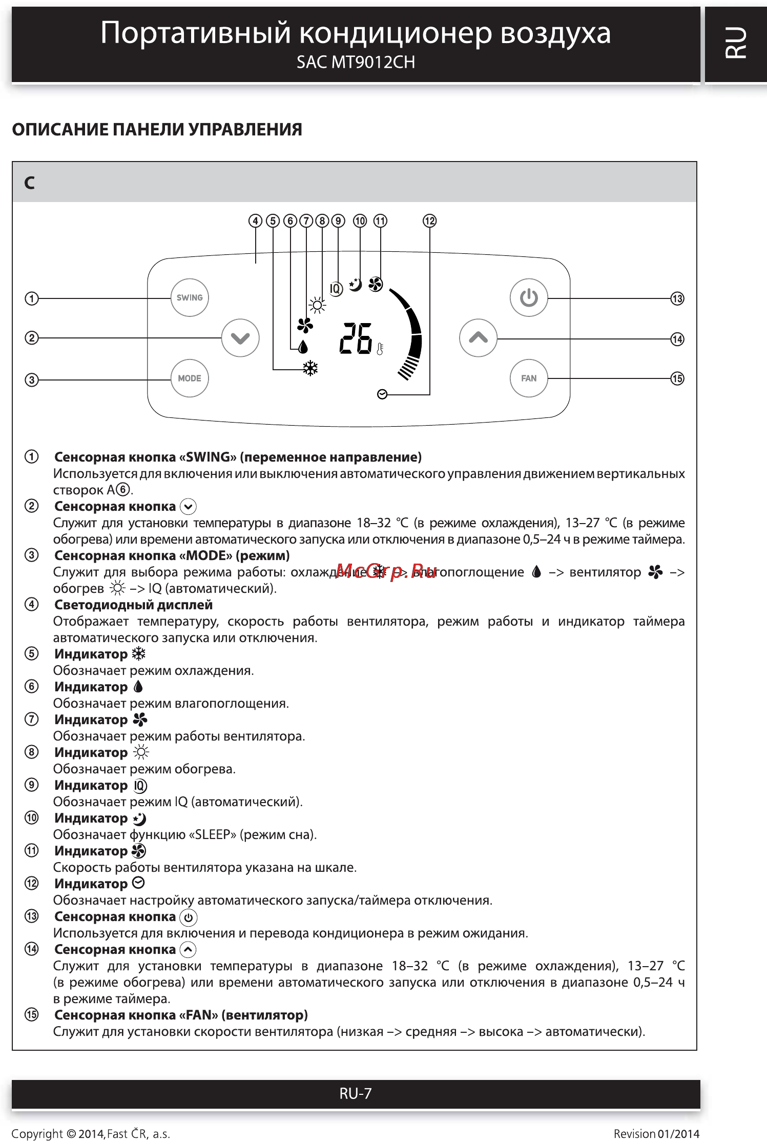 Sencor SAC MT9012CH [7/22] Портативный кондиционер воздуха