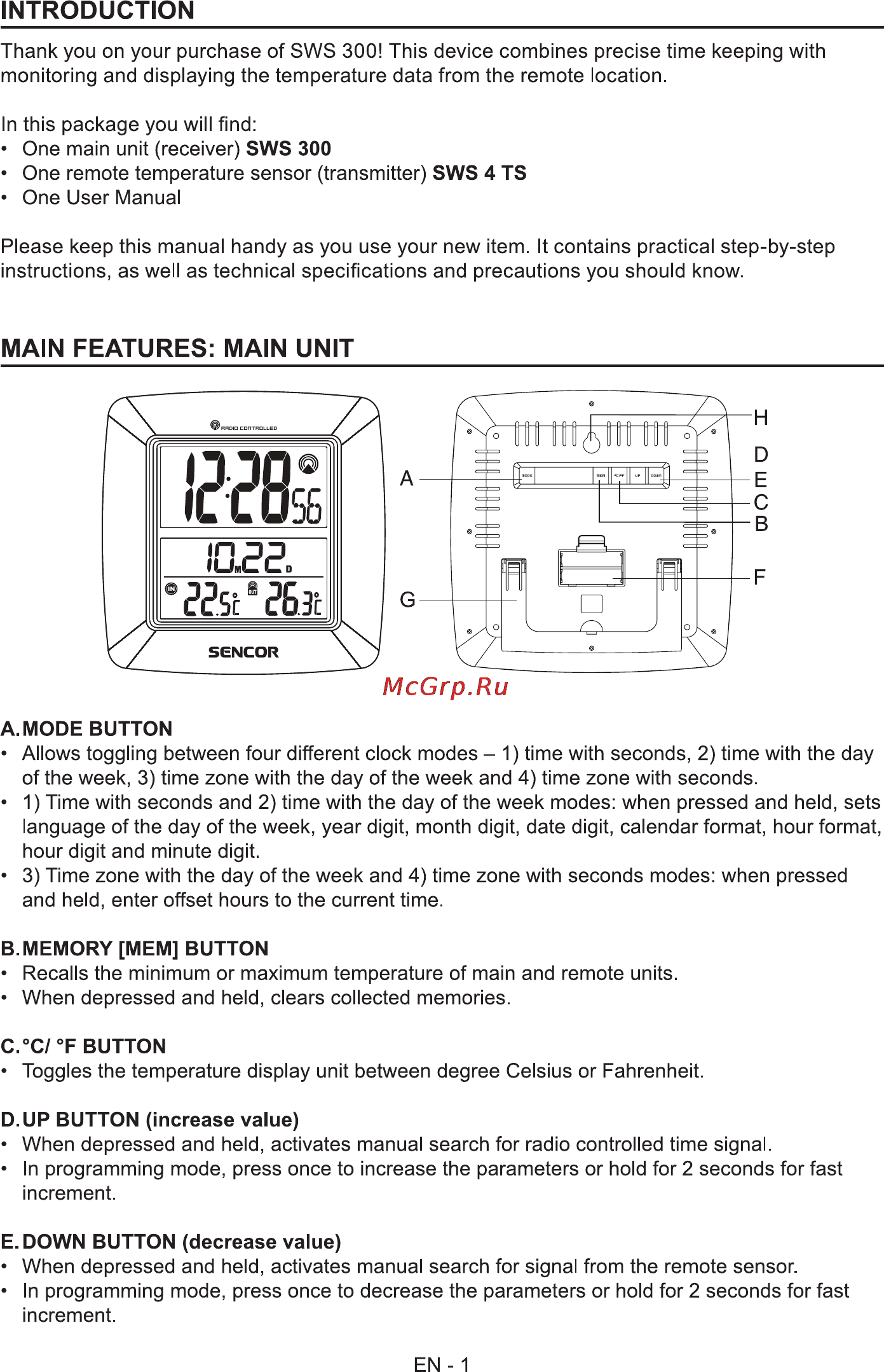 Sencor SWS 300 [2/8] Introduction