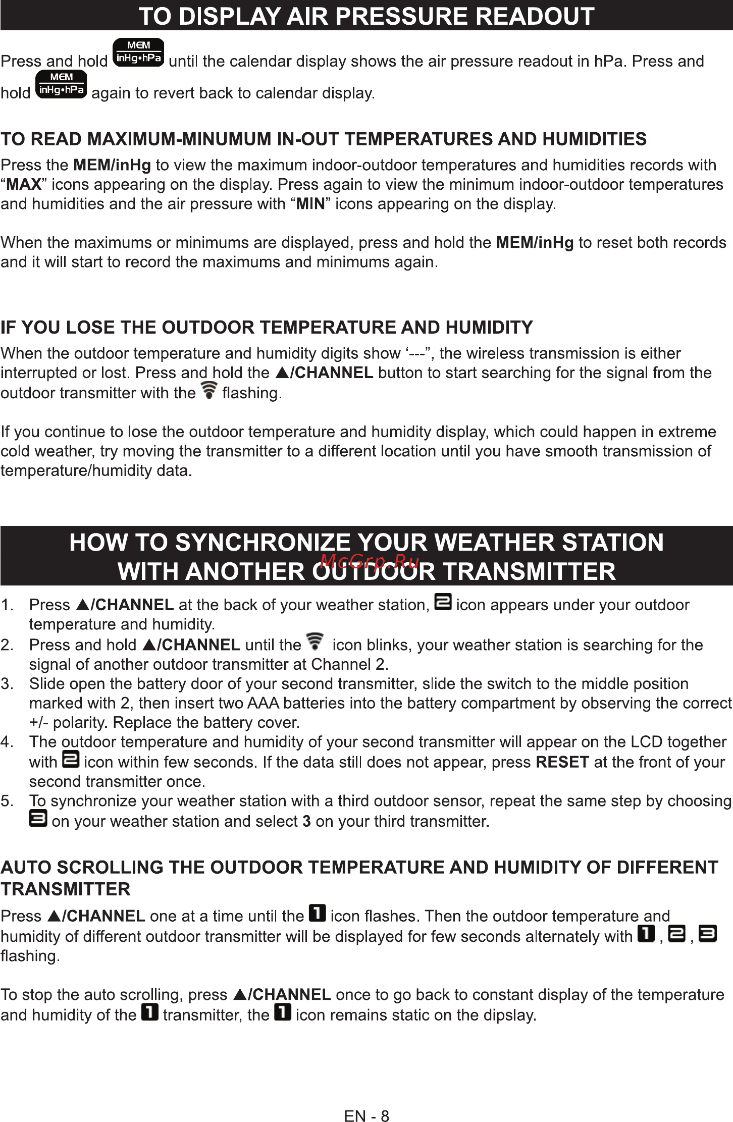Sencor SWS 270 [10/14] How to synchronize your weather station