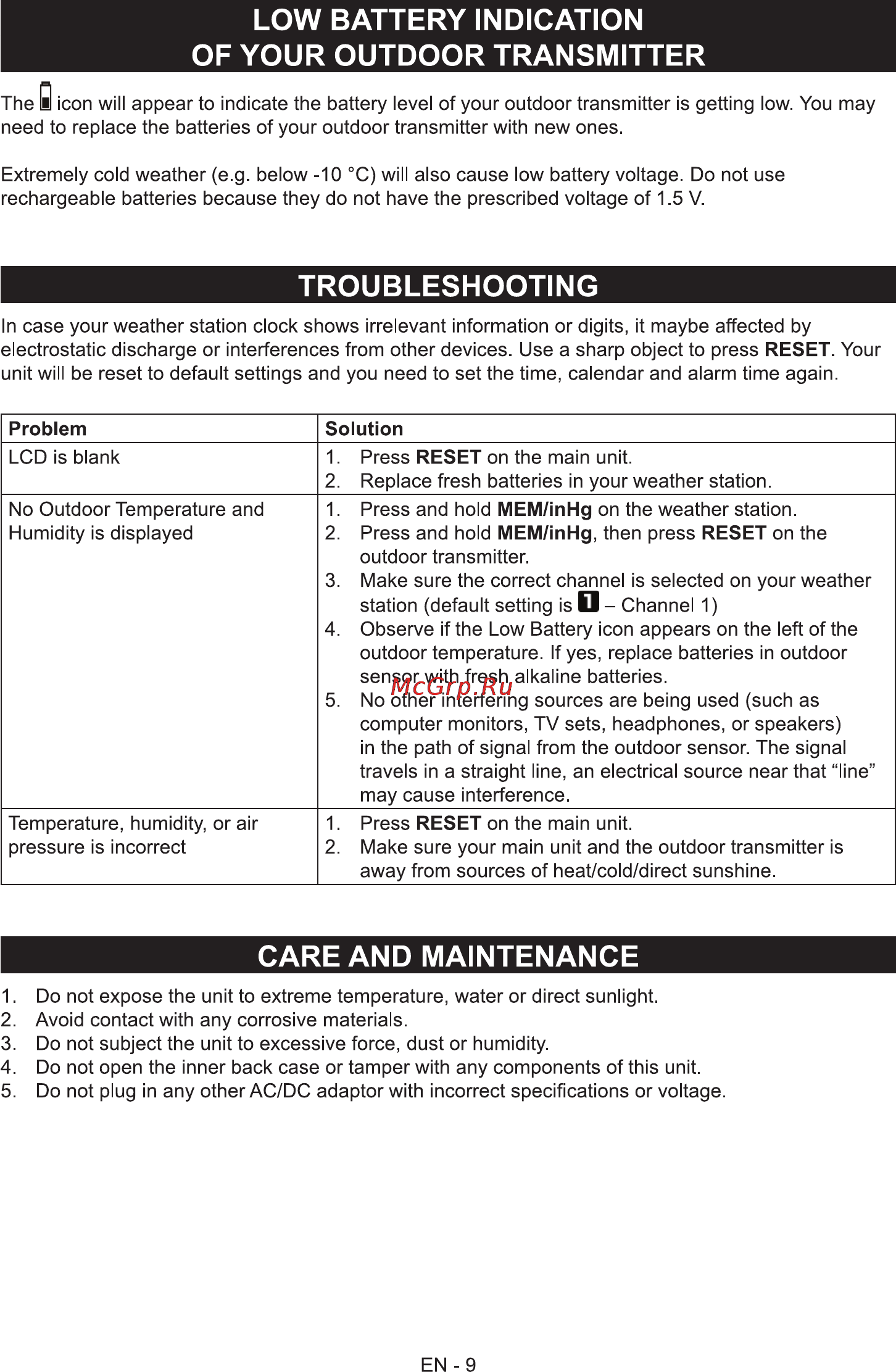 Sencor SWS 270 [11/14] Care and maintenance