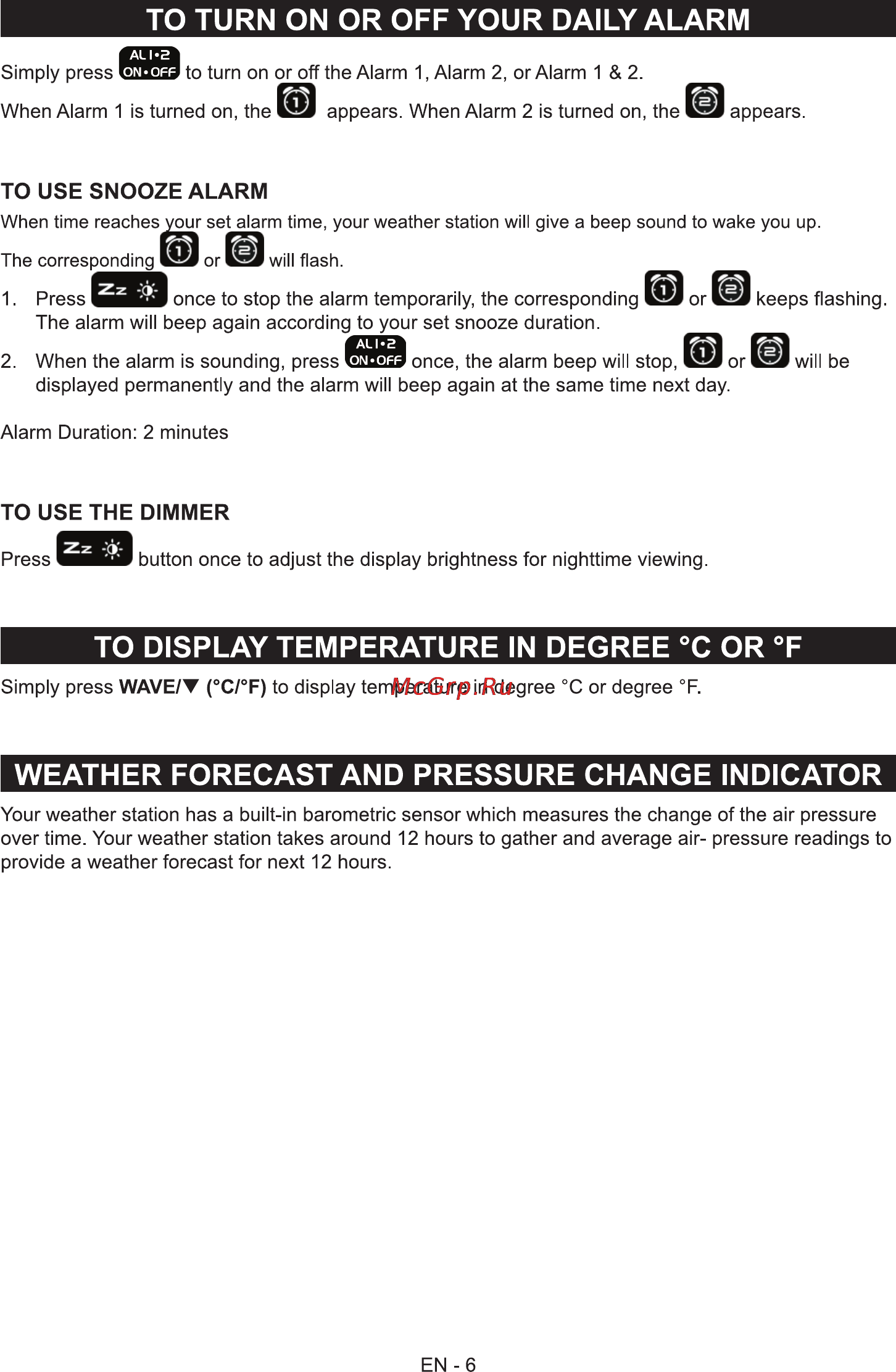Sencor SWS 270 [8/14] To display temperature in degree c or f