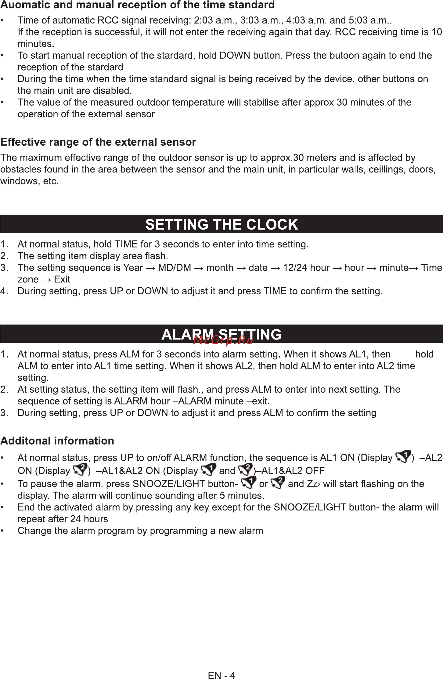 Sencor SWS 260 [6/12] Setting the clock