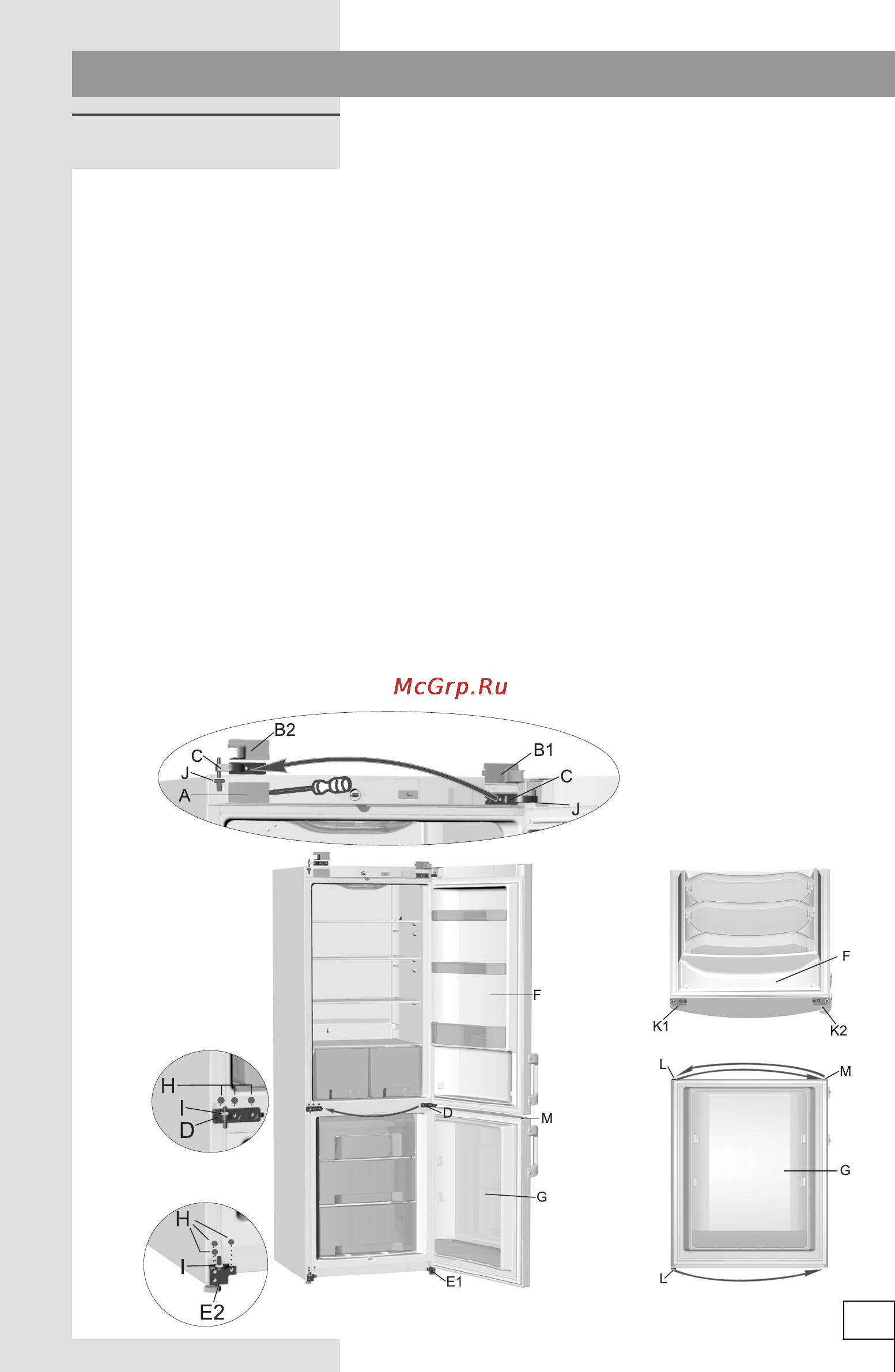Gorenje RK60359OCO [11/40] Изменение направления открывания дверцы