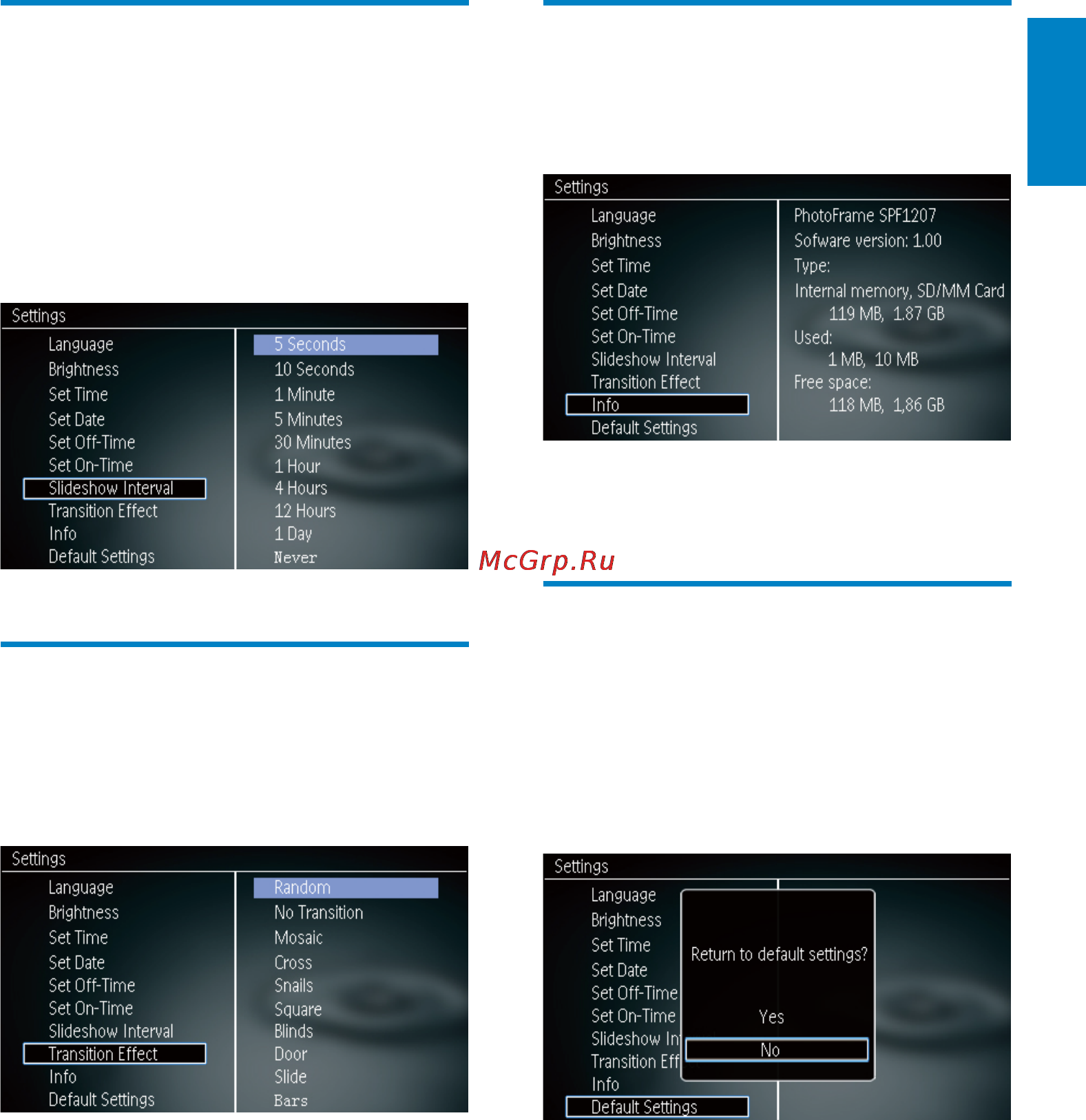 Philips SPF1207 [16/22] Просмотр состояния памяти фоторамки