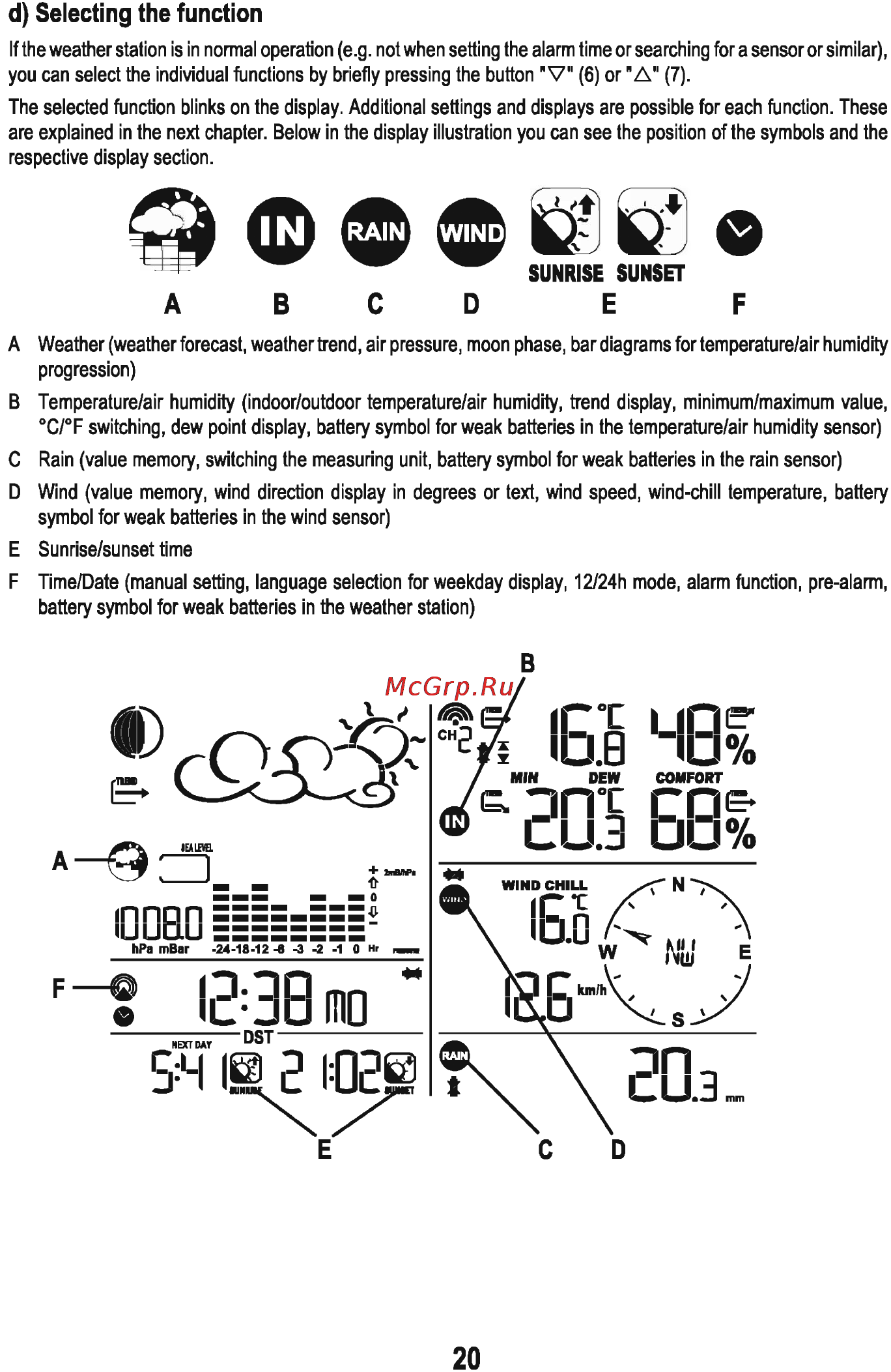 Sencor SWS 180 USB [22/48] D selecting the function