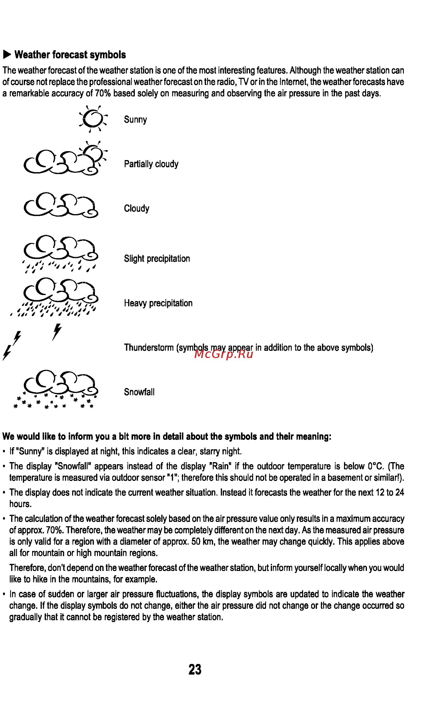 Sencor SWS 180 USB [25/48] Weather forecast symbols