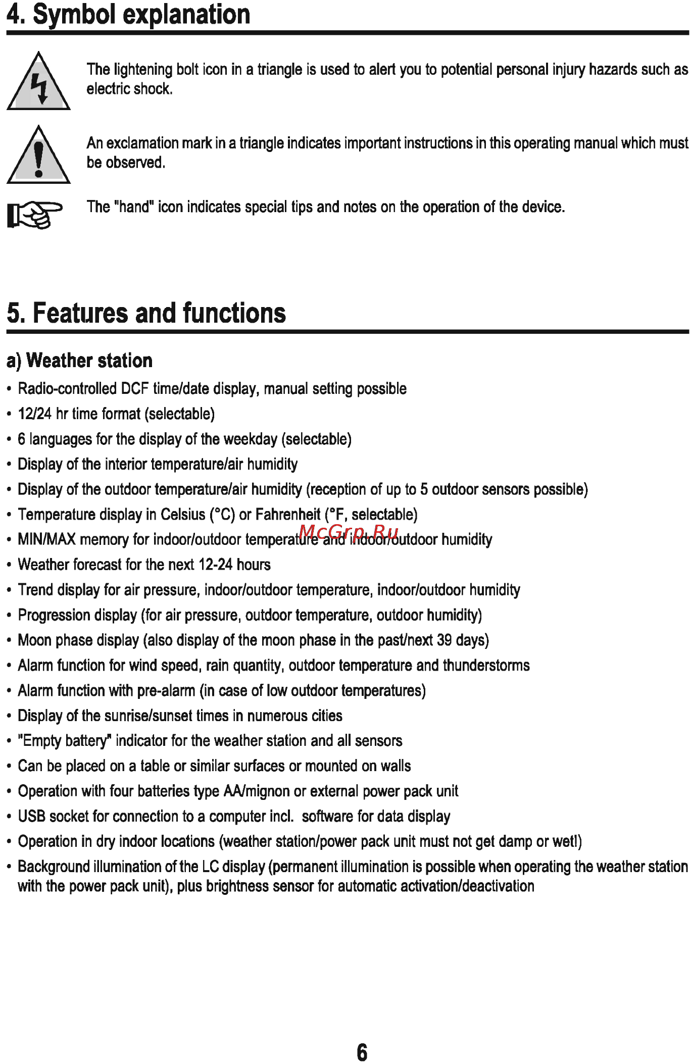 Sencor SWS 180 USB [8/48] Symbol explanation