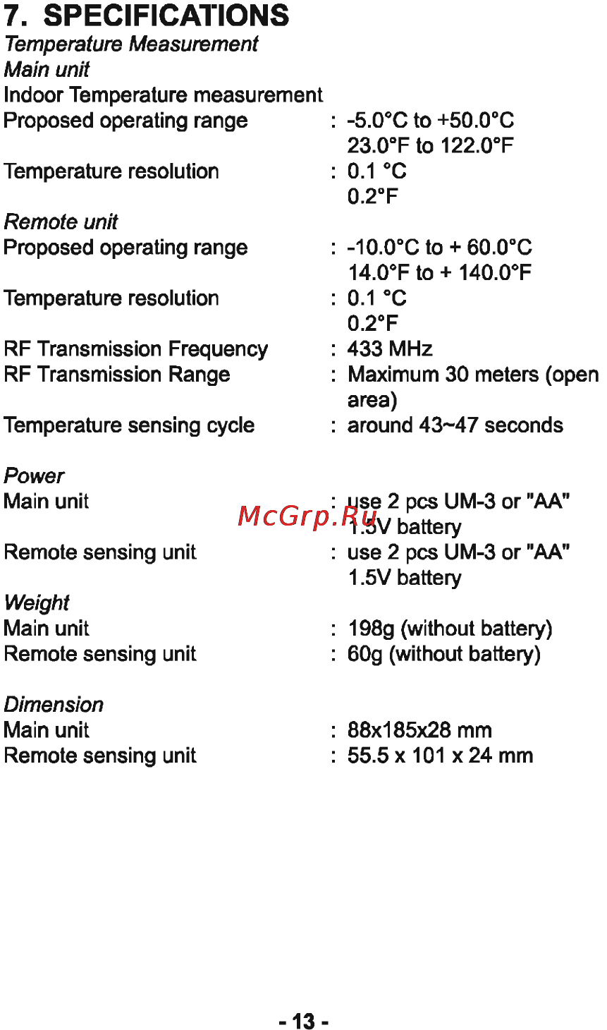 Sencor SWS 130 [13/16] Specifications